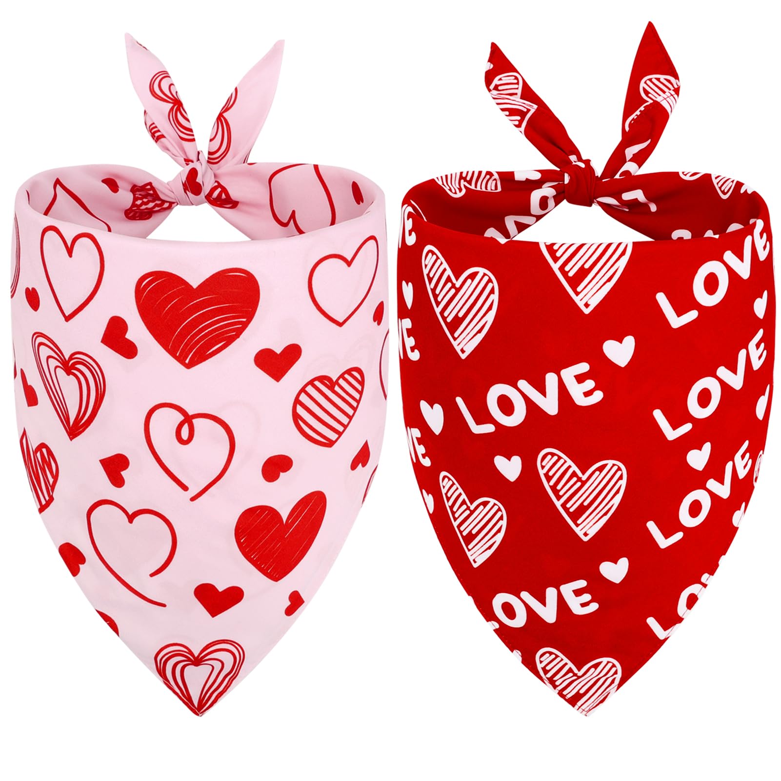 Vivifying Valentine'S Day Dog Bandanas - 2 Pack Romantic Pet Accessories With Love Hearts, Dog Scarf For Spoiling Your Pooch On 