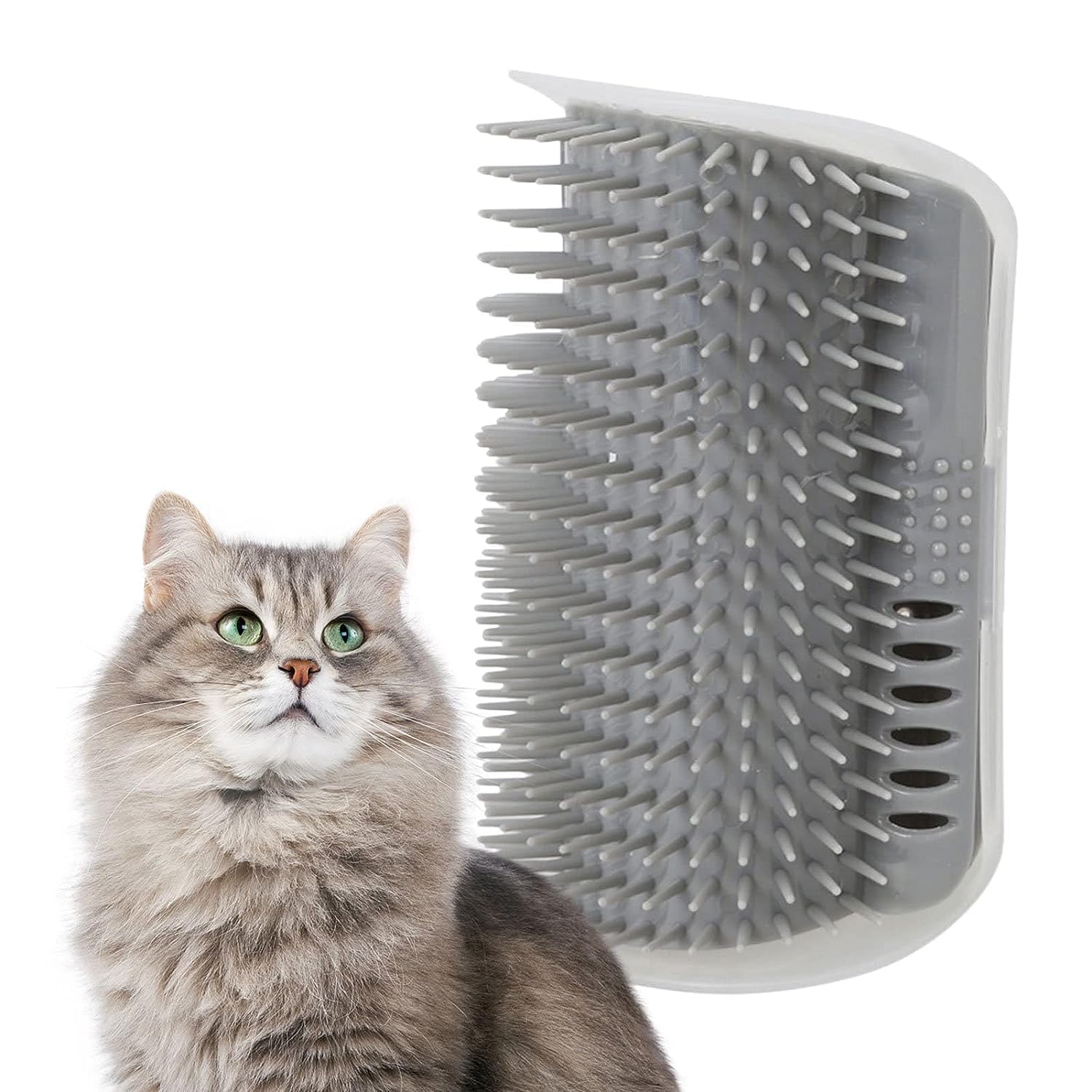 M2Sk2 Mart Cat SelfGrooming Corner Brush With Soft Massage Bristles For Cats & Kittens | Wall Mounted Self Groomer Comb For She