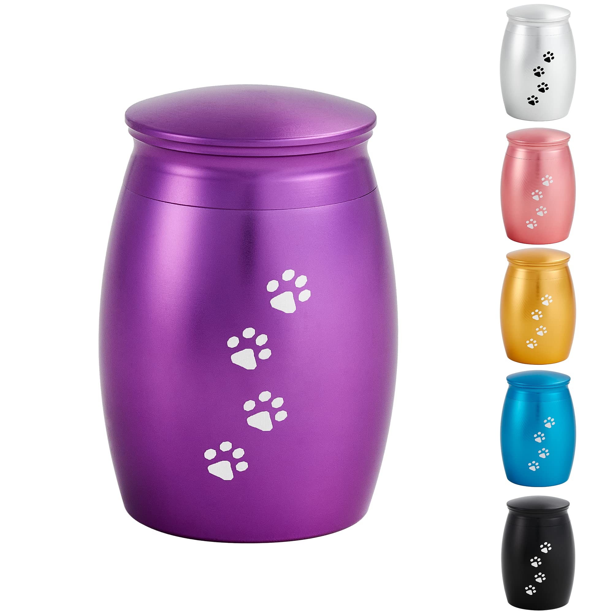 Lines Arte Small Cremation Urns For Dog Or Cats Ashes,2.67 Inches Mini Puple Keepsake Urns For Pet Ashes With Paw Print