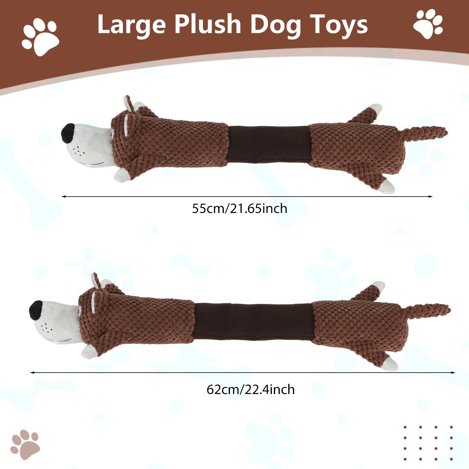 Eneston Squeaky Dog Toys With Crinkle Paper, Tough Puppy Toys And Plush Dog Chew Toy, Interactive Tug Of War Dog Toy For Small,