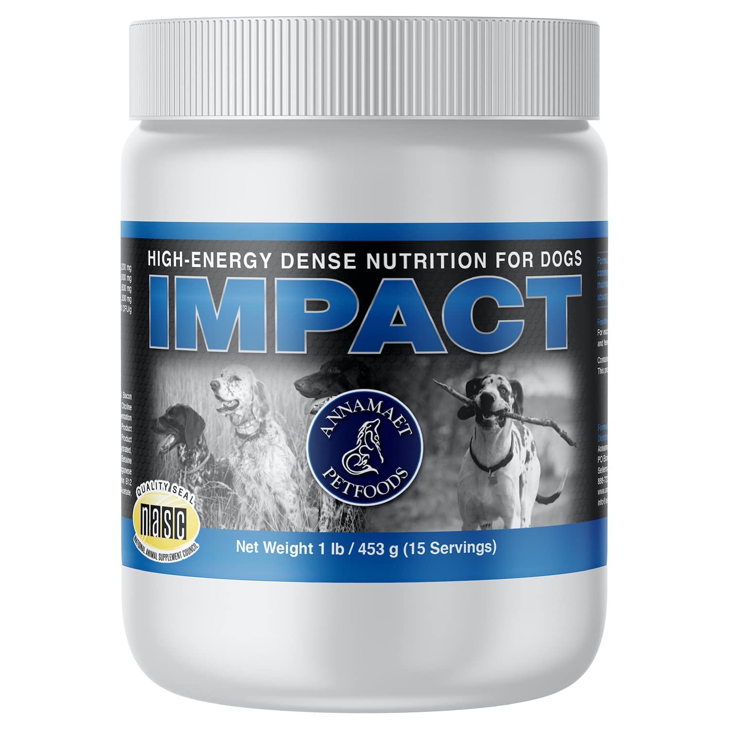 Annamaet Impact - High-Energy Dense Nutrition Supplement for Dogs - Helps Support Healthy Weight in Canine Athletes, Dogs with F