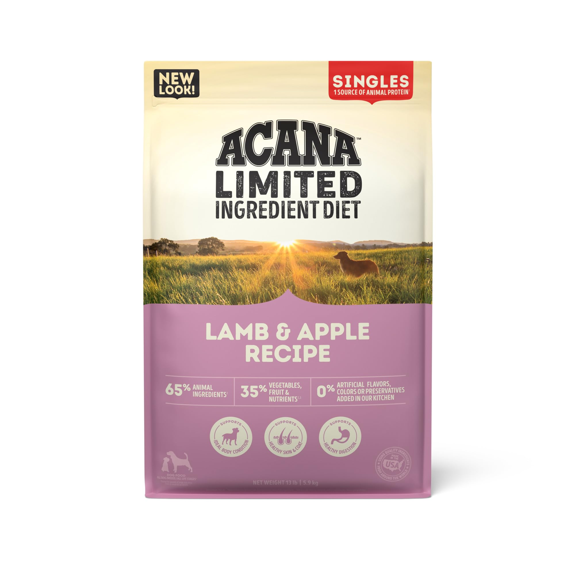 ACANA Singles Limited Ingredient Dry Dog Food, Grain Free Lamb & Apple Dog Food Recipe, 13lb
