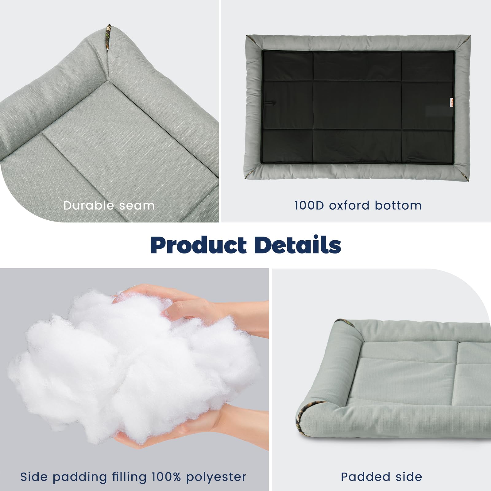 Miguel Outdoor Waterproof Dog Bed For Metal Dog Crates Water-Resistant Ripstop Oxford All Weather Pet Mat Durable Easy Wipe Clean Travel Indoor Outdoor Puppy Bed(42Inch Dog Crate,Gray)