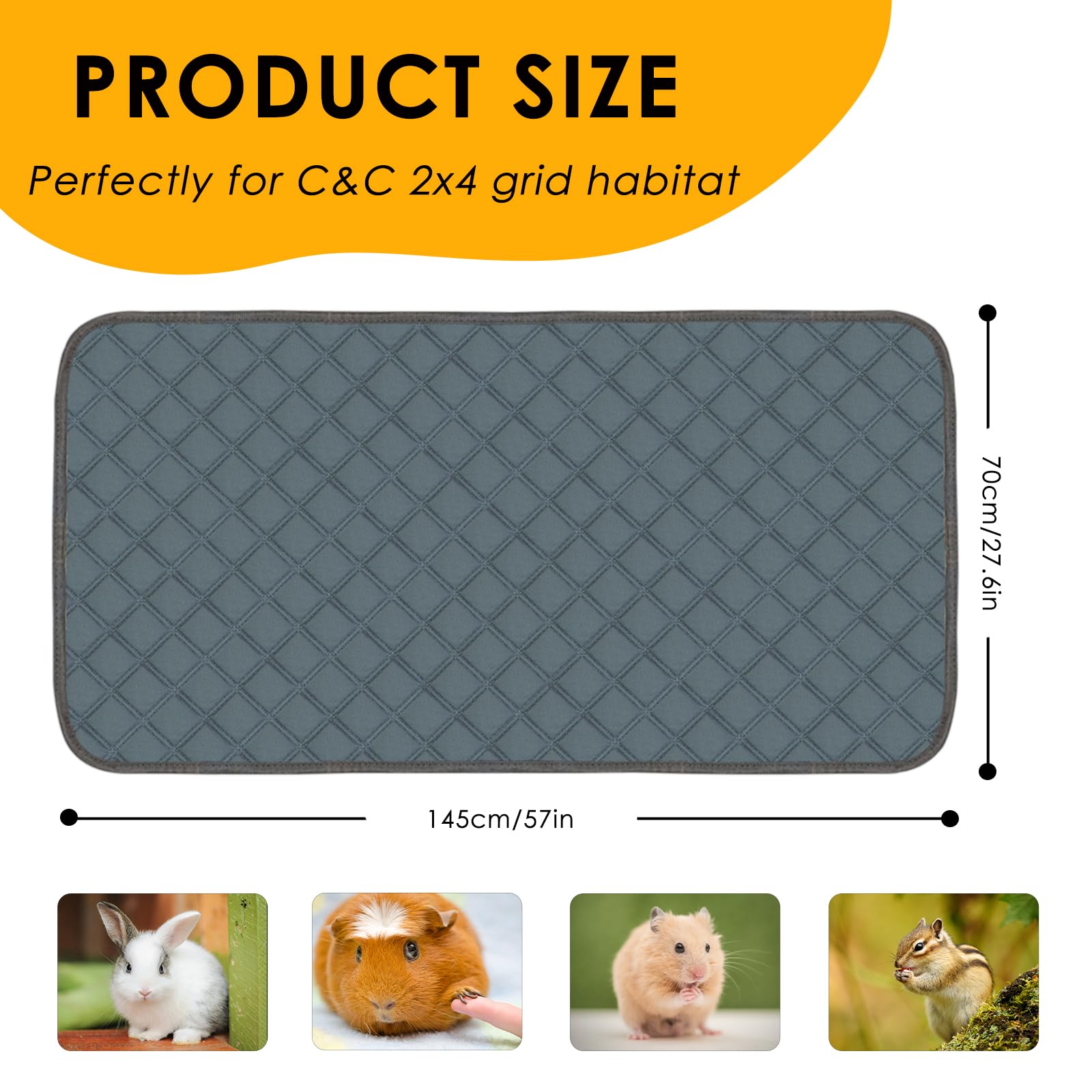 Mooydee 2 Pack Washable Guinea Pig Cage Liners for C&C 2x4 Habitat Guinea Pig Bedding Super Absorbent | Waterproof | Non Slip| R