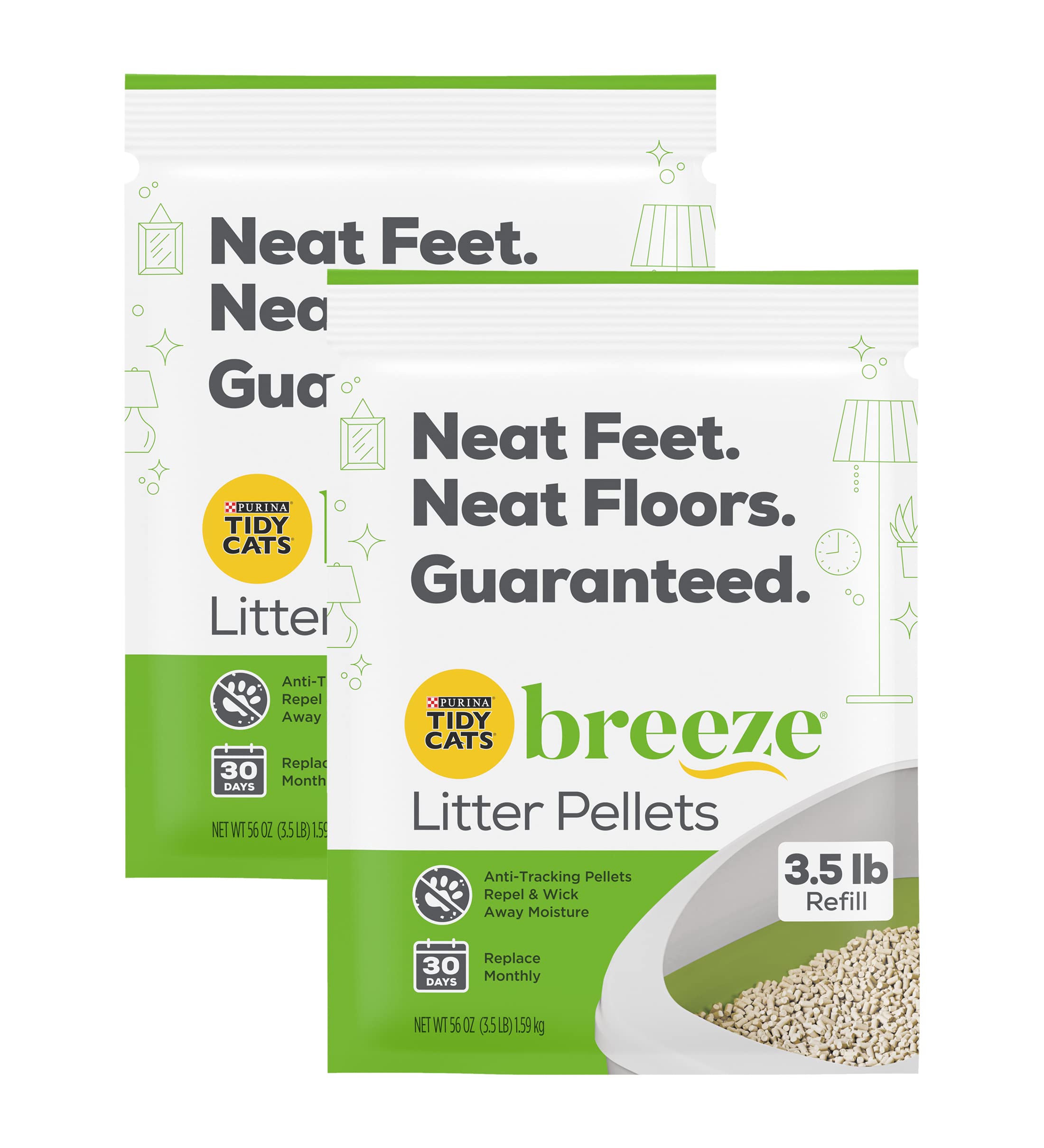 Purina Tidy Cats Breeze Litter Pellets Refill Pouch, Made For Multiple Cats, Anti-Tracking Pellets, 3.5 Lb Refill Pouch (Pack Of