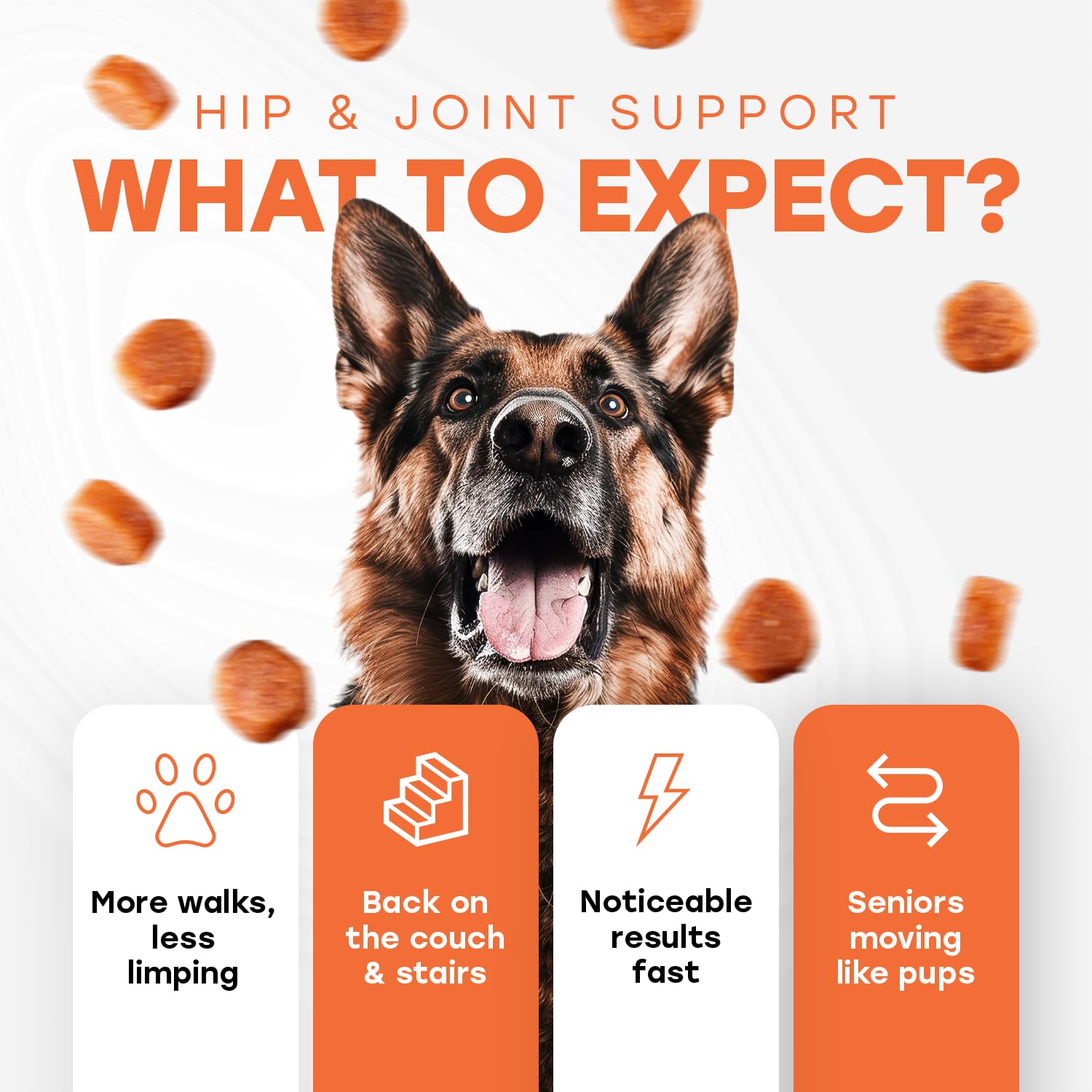Glucosamine for Dogs 500mg - Hip & Joint Support Treats with Collagen, Chondroitin & Turmeric - PhD Endorsed Formula - Mobility