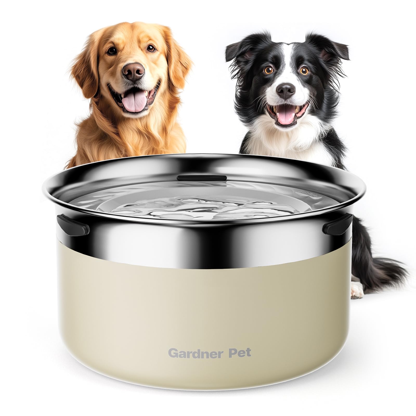 Gardner Pet Dog Bowls 1 Gallon (3.85L) Stainless Steel No Spill Water Bowl, Slow Water Feeder Metal Dog Bowls, Spill Proof Water