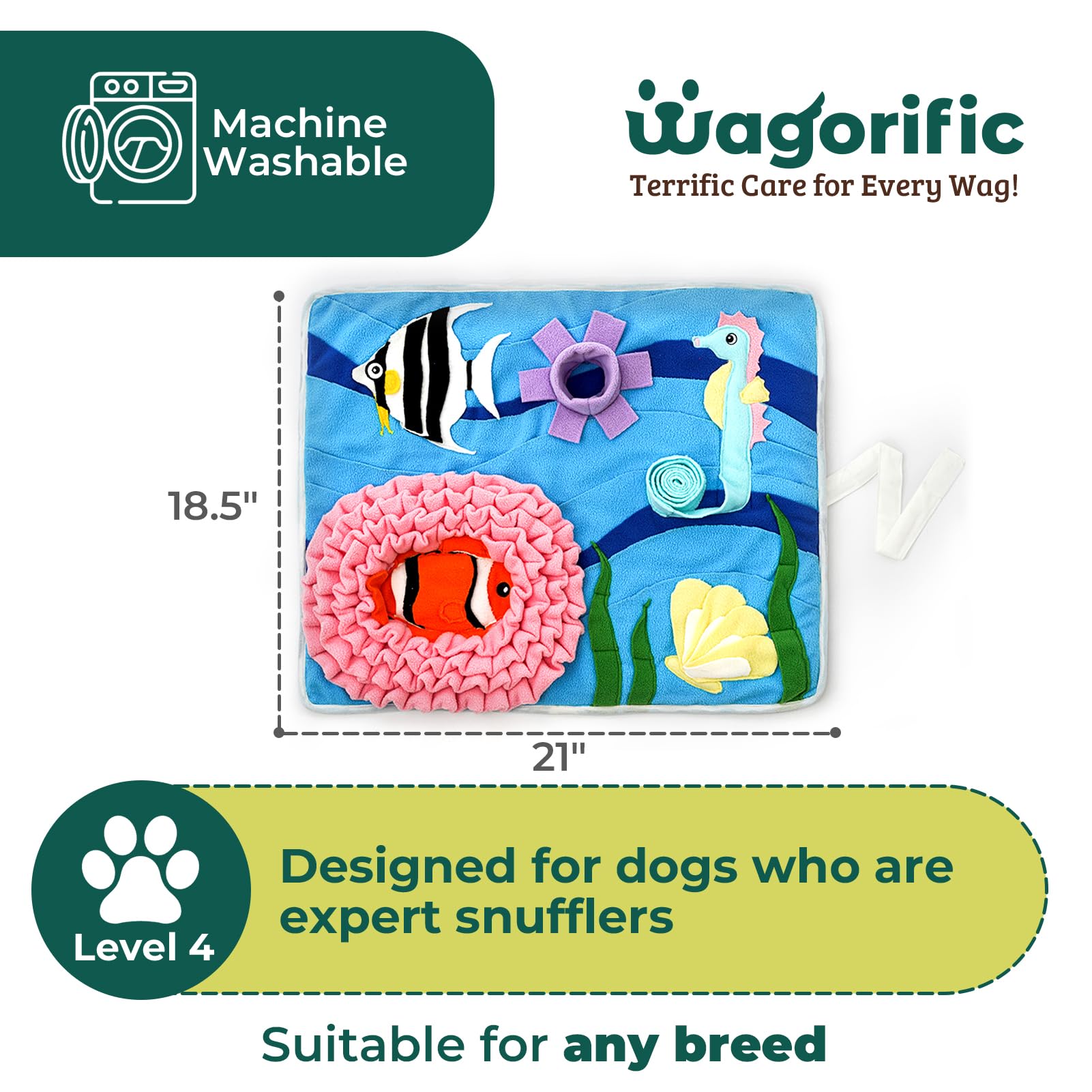 Snuffle Mat For Dogs Under The Sea, Large Dog Snuffle Mat 21    X 18.5   , Dog Enrichment Toy Slow Feeder, Puppy Toys To Keep Th