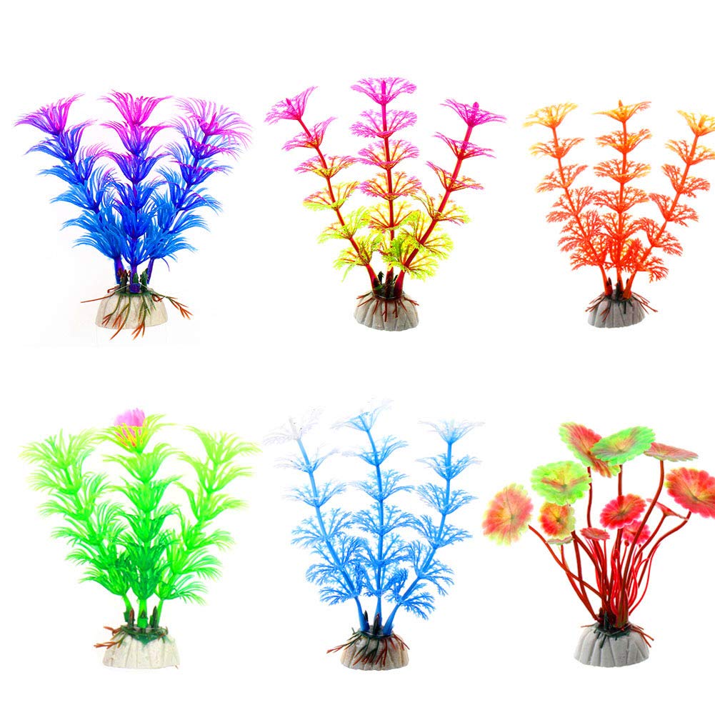 CousDUoBe 17 Pack Fish Tank Plants, Small Aquarium Plants Artificial, Used for Household and Office Aquarium Decoration