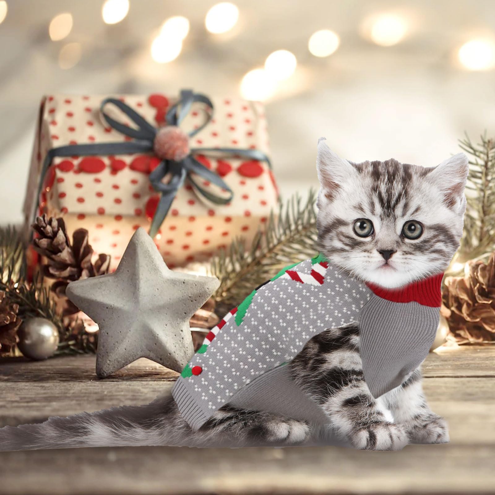 Doggyzstyle Dog Cat Ugly Christmas Sweater Boy Girl Xmas Pet Clothes Holiday Puppy Costume New Year Gifts For Small Medium Large Dogs Outfits (S, Grey Elf)