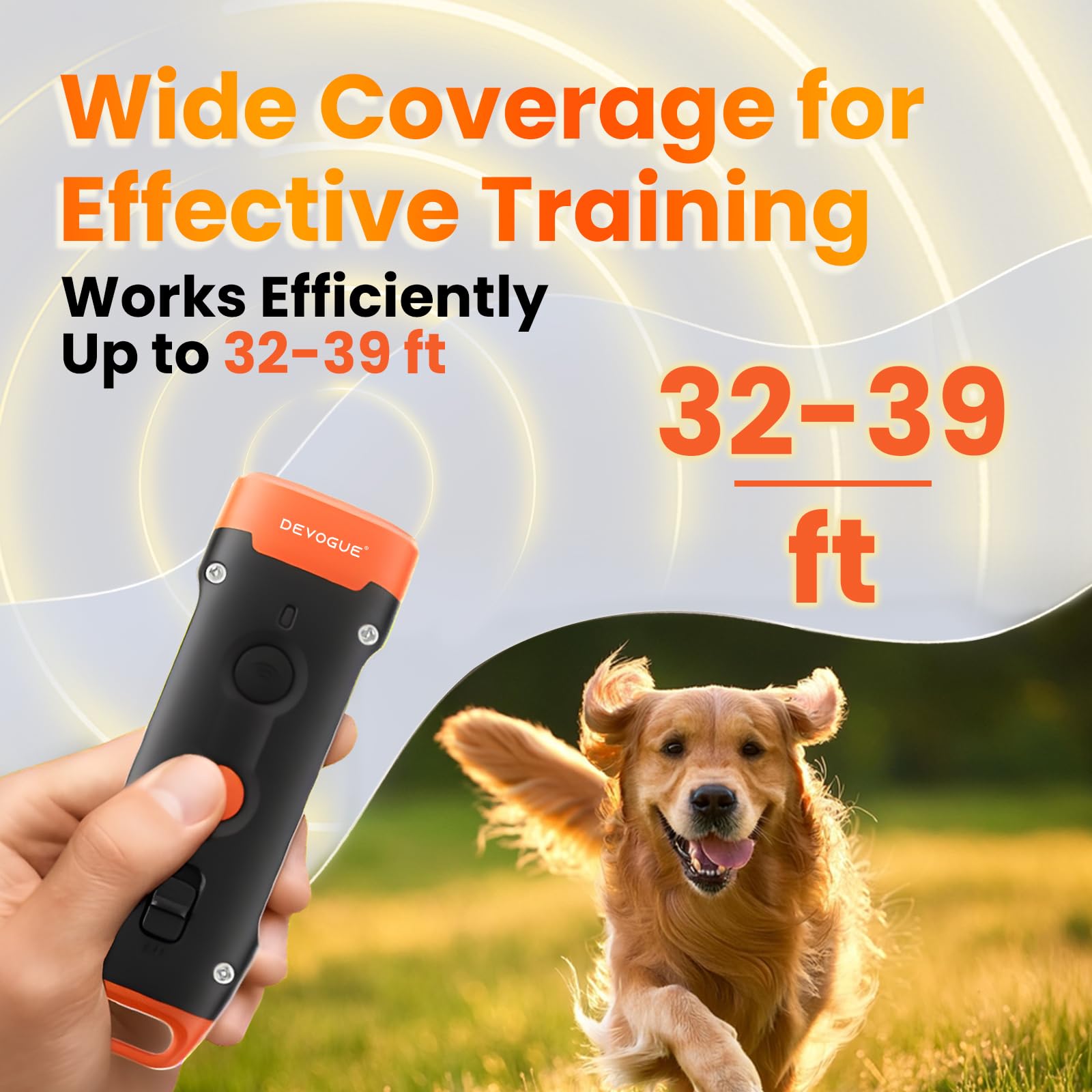 Devogue Dog Bark Deterrent Devices - Rechargeable Anti Barking Device For Dogs - 10 To 12 Meter Long Range Ultrasonic Dog Bark D