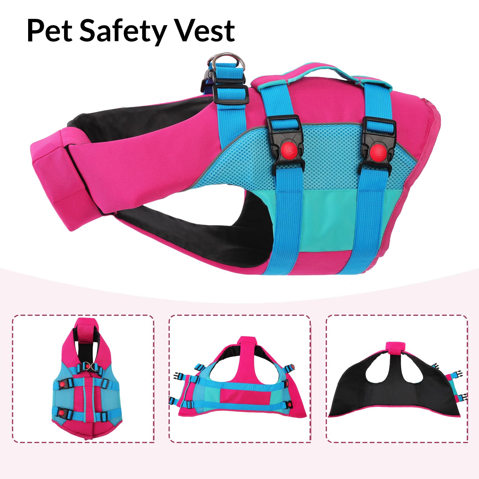 Asenku Dog Life Jacket - Pet Safety Vest For Swimming & Boating, Shark Life Jacket With Floatation, Dog Lifesavers Swimsuits For