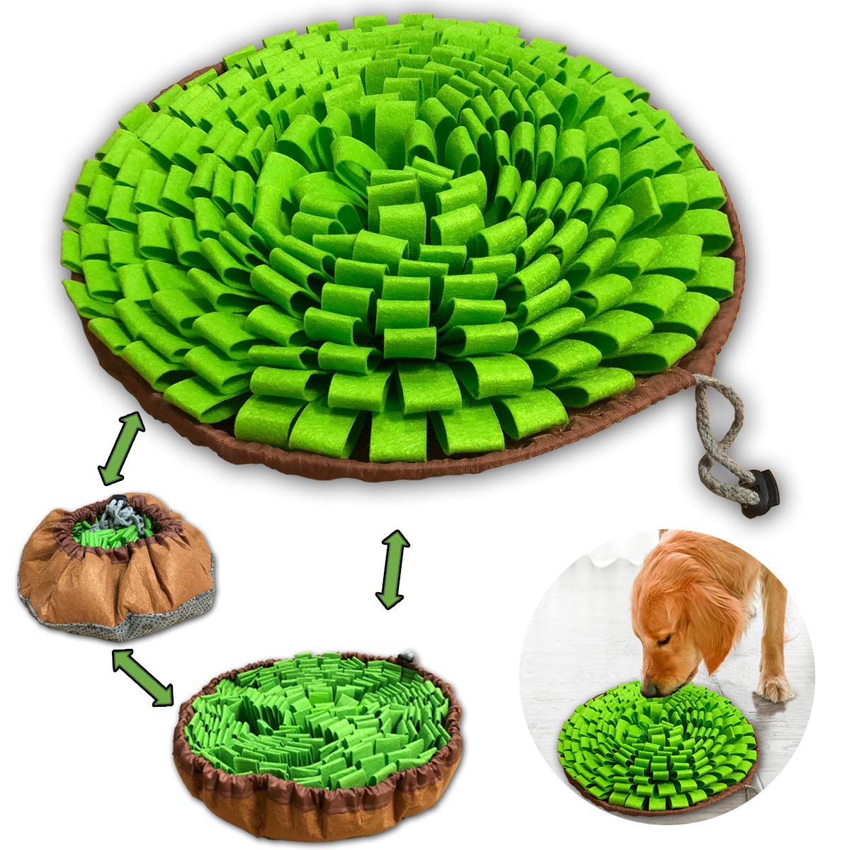 Pet Snuffle Mat For Dogs,Interactive Feed Puzzle For Boredom,Encourages Natural Foraging Skills For Cats Rabbits Dogs Bowl, Dog Treat Dispenser Indoor Outdoor Stress Relief,Travel Portable And Compact