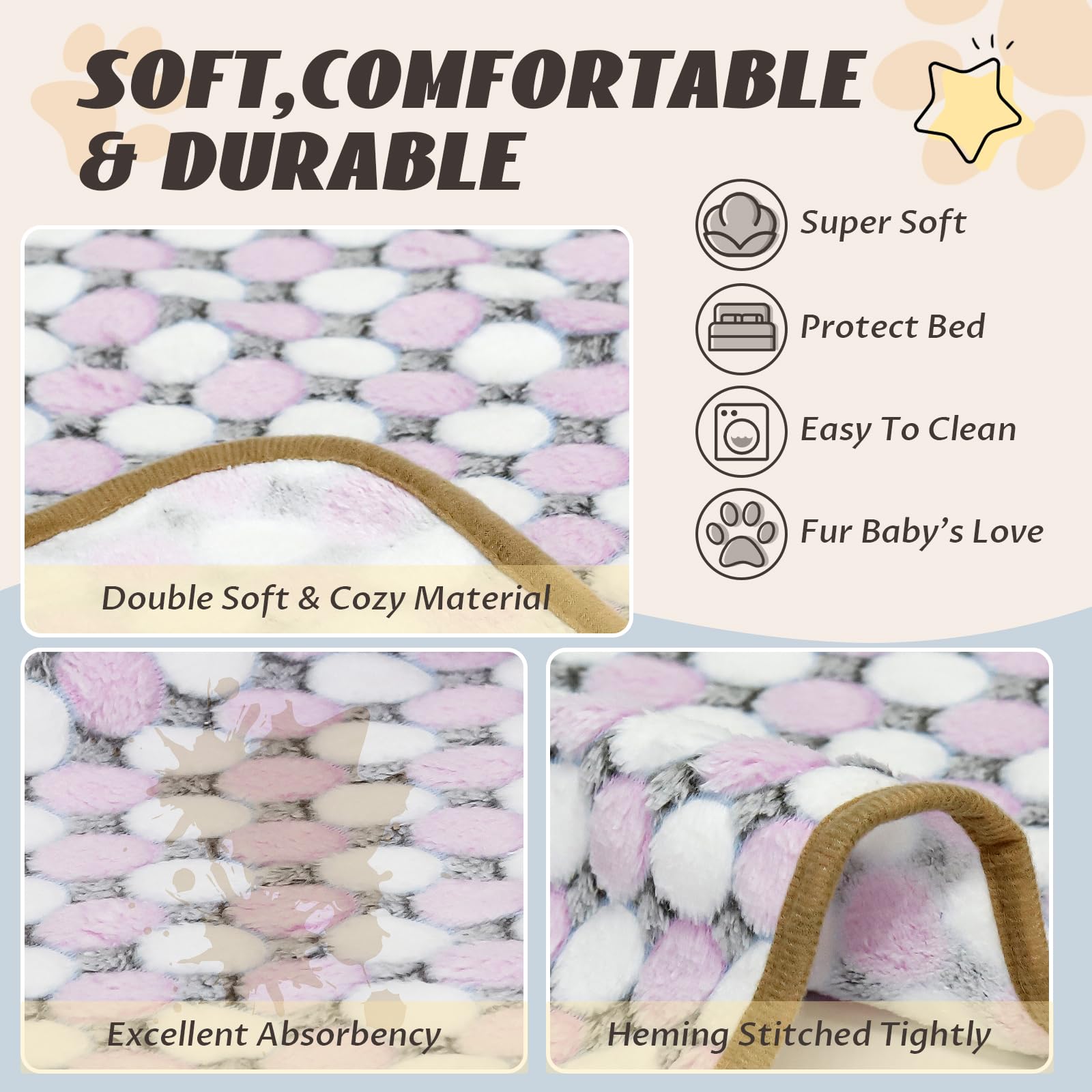 Yedsintu 6 Pcs Washable Guinea Pig Blankets Absorbent Animal Fleece Bedding Waterproof Cage Liners Reusable Pet Pee Pad Sleep Ma