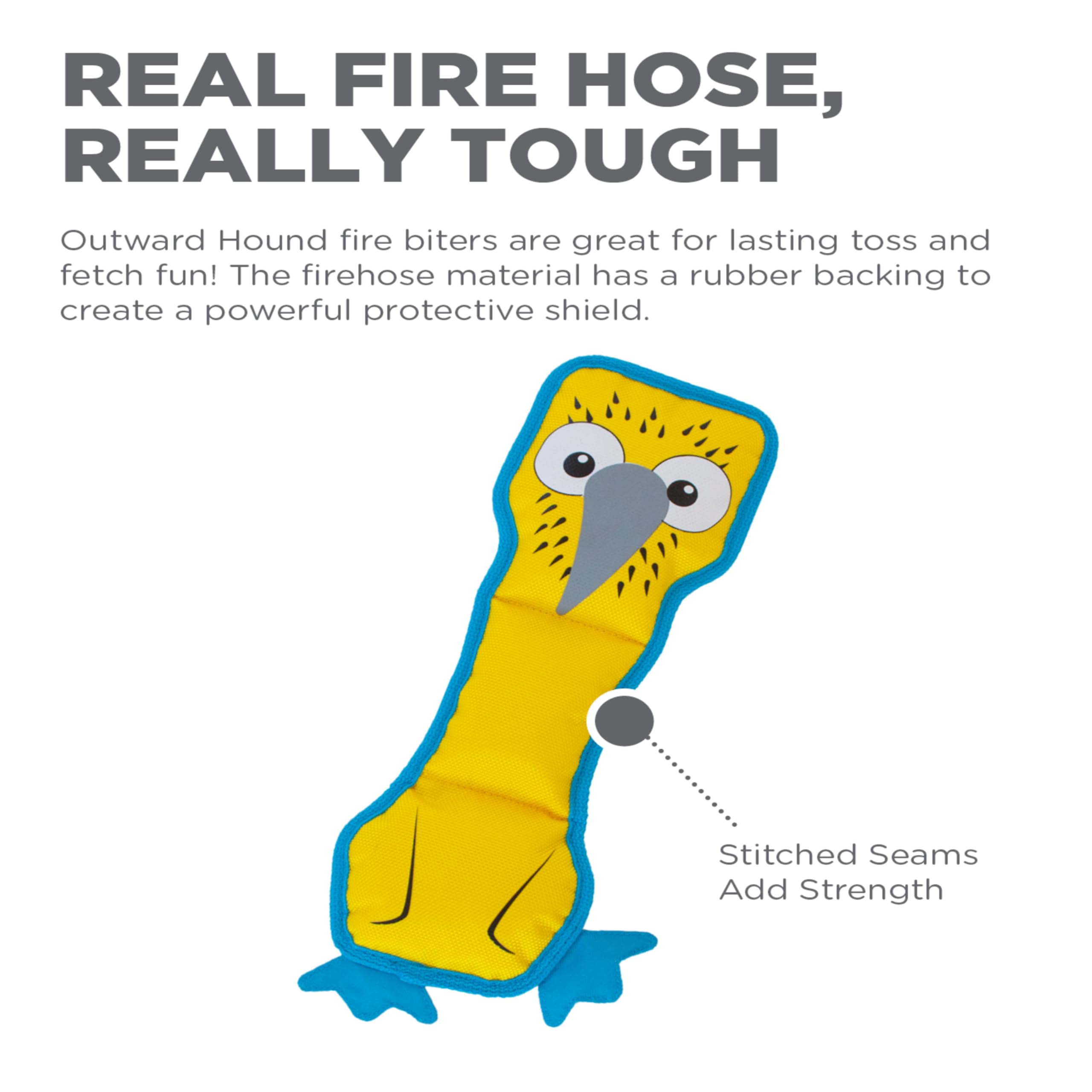 Outward Hound Fire Biterz Boobie Bird Plush Firehose Material Interactive Dog Toy, Medium