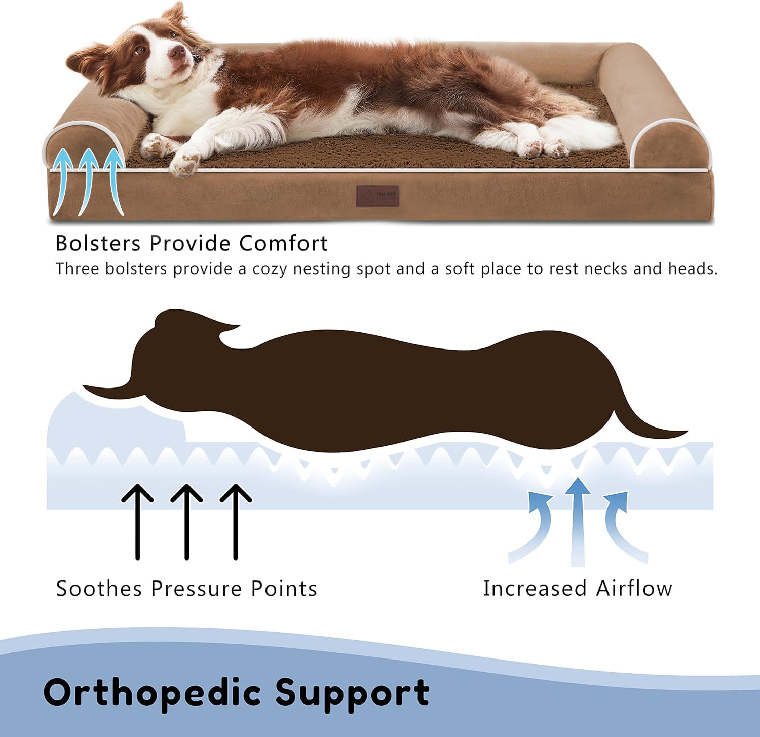 Western Home Orthopedic Dog Beds For Large Dogs, Foam Pet Sofa With Waterproof Lining, Removable Washable Cover And Nonskid Bott