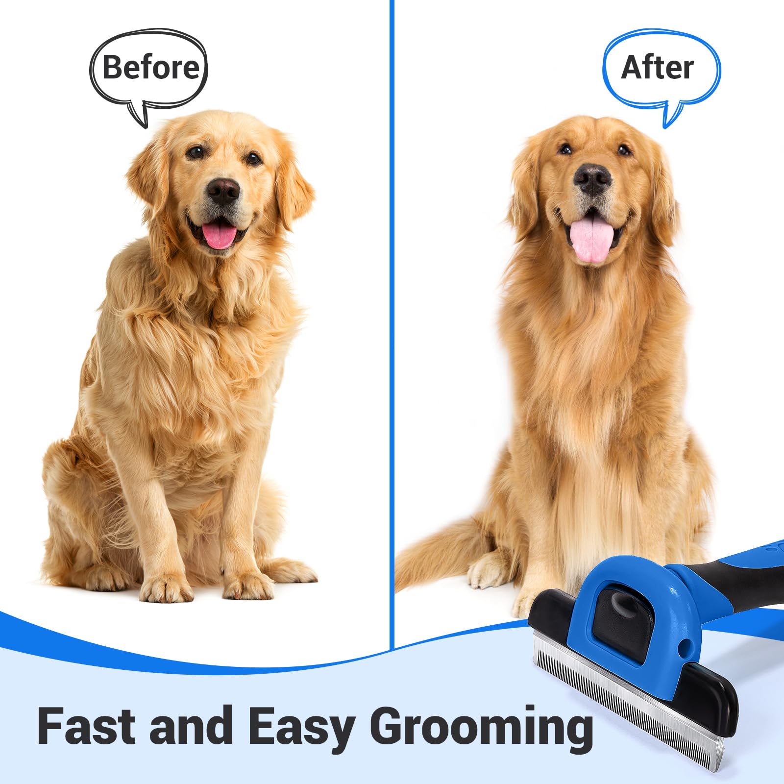 Miu Color Pet Grooming Brush, Deshedding Tool For Dogs & Cats, Effectively Reduces Shedding By Up To 95% For Short Medium And Long Pet Hair (Navy Blue)