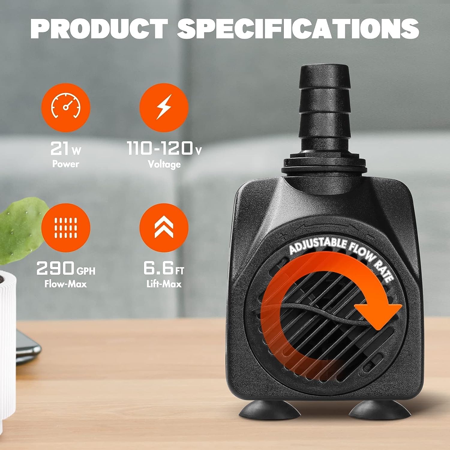 Simple Deluxe Submersible Water Pump For Fish Tank, Hydroponics, Aquaponics, Fountains, Ponds, Statuary, Aquariums & Inline, Black