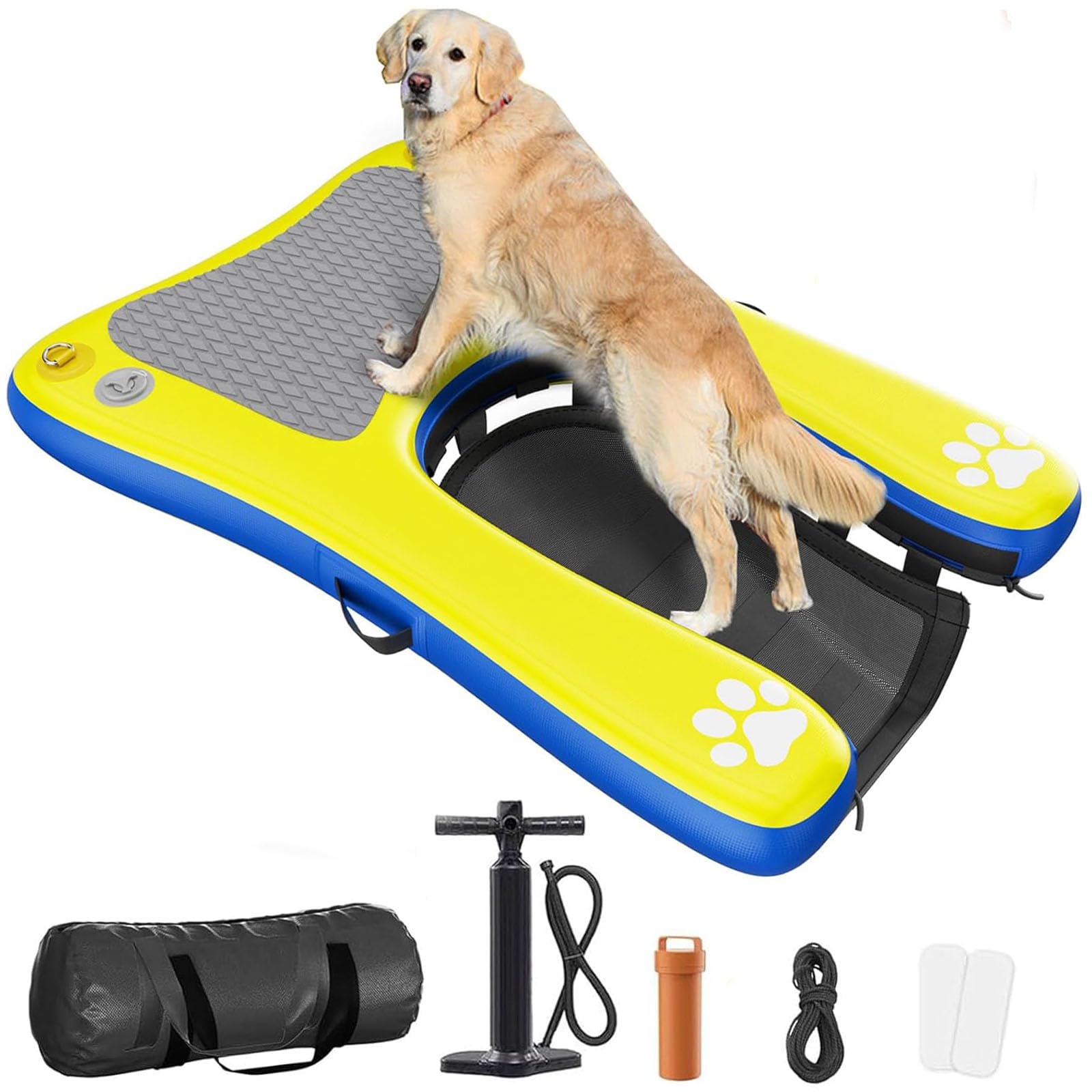 Inflatable Dog Pool Float Dock Platform for Dogs, Dog Pool Ramp Ladder with Non Slip Steps | Dog Floats Water Ramp for Boat, Ing