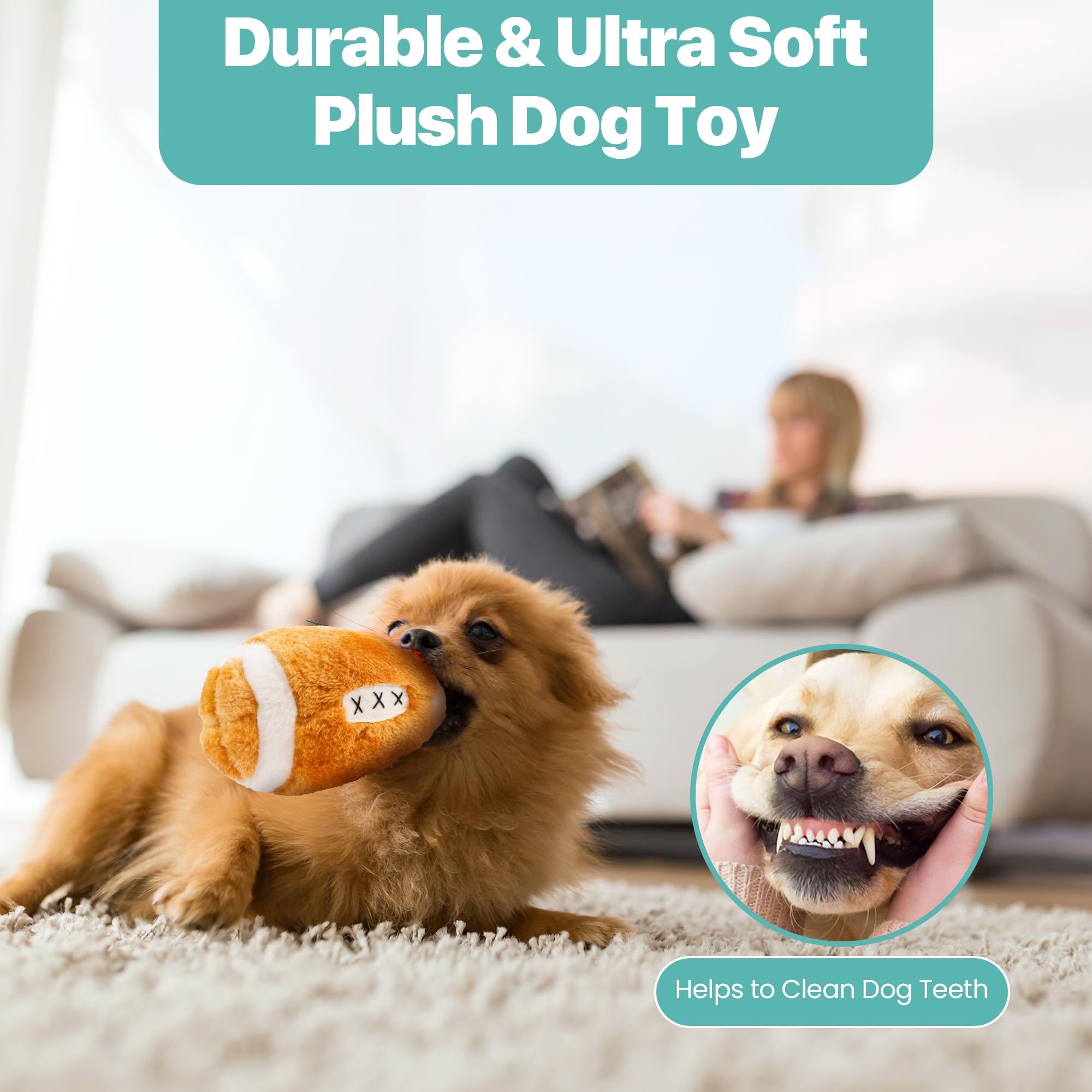 Plush Football Dog Toy