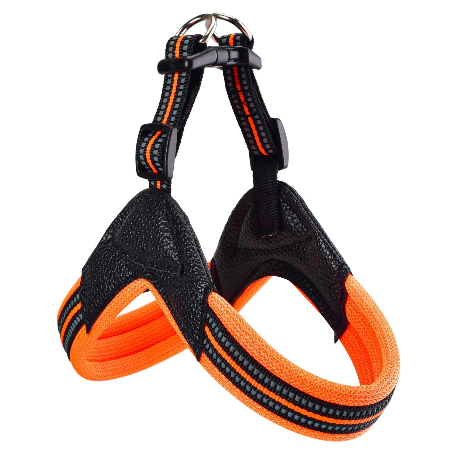 Dog Harness No Pull Ultra Soft Breathable Padded Pet Harness 2 Adjustable Botton, 3M Reflective Pet Harness For Dogs Easy Control For Small Medium Large Dogs (M, Bright Orange)