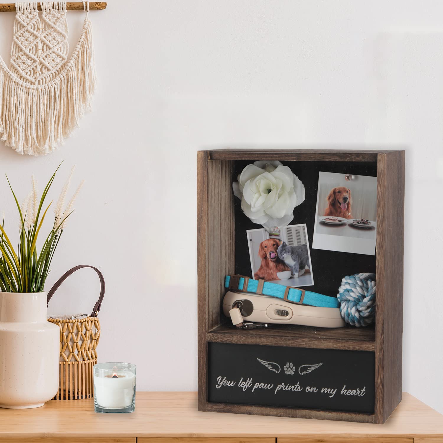 J JACKCUBE DESIGN Pet Memorial Shadow Box, Urn Frame for Dogs & Cats, Keepsake Display Case - MK1077A