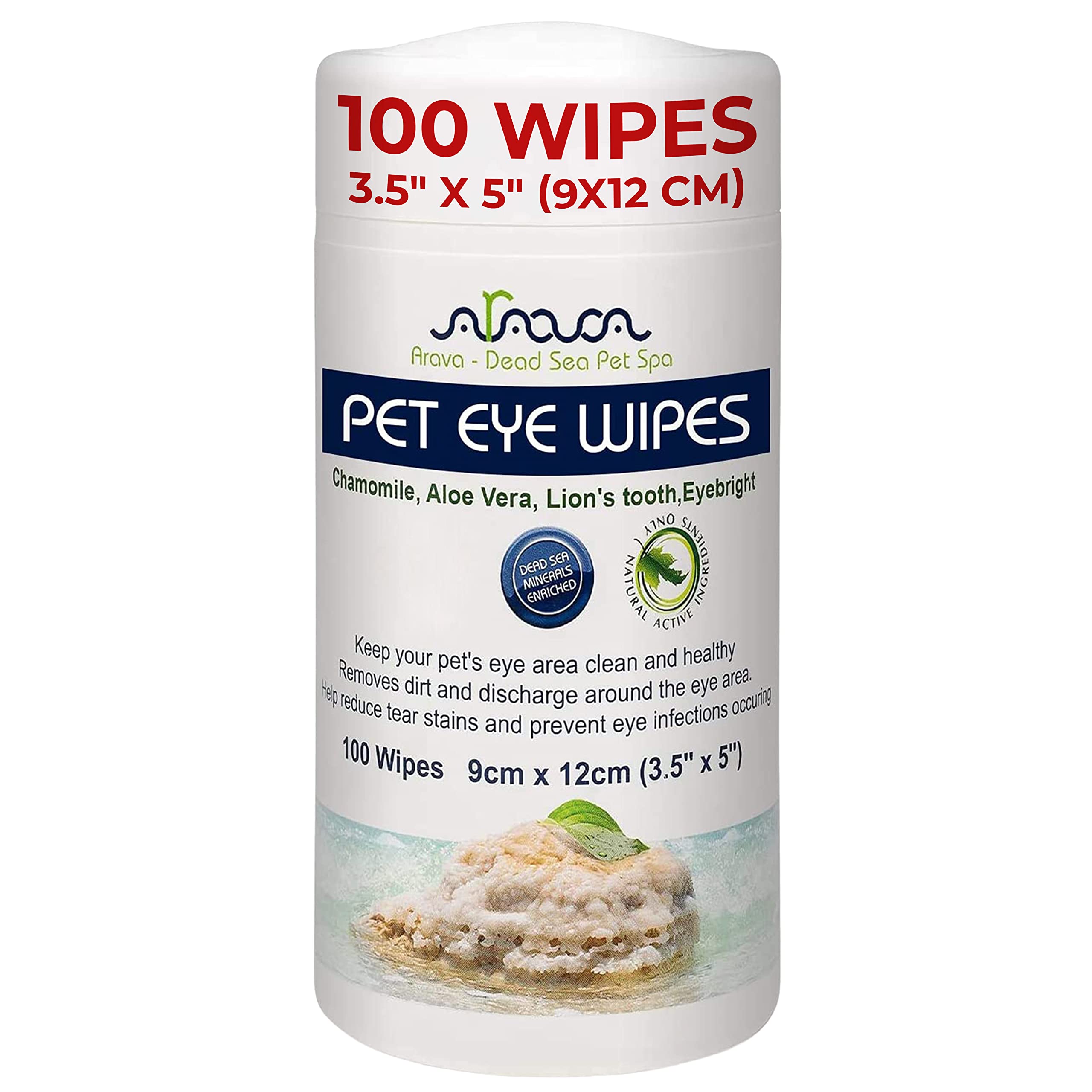 Arava Pet Eye Wipes for Dogs Cats Puppies & Kittens - 100 Count - Natural and Aromatherapy Medicated Cat Dog Eye Wipes for Disch