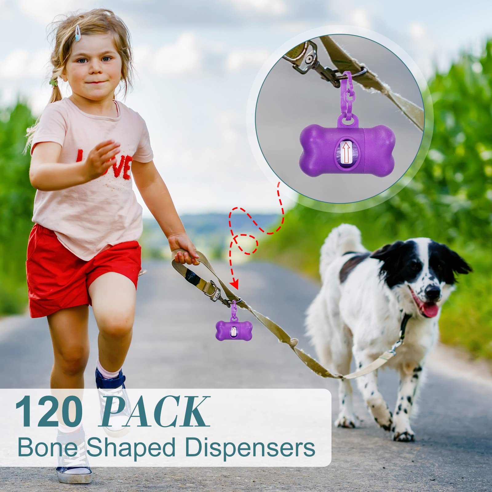 Zhehao 120 Pcs Bone Shaped Dog Poop Bag Dispensers With Disposal Small Dog Waste Bag Holder With Hook For Pet Puppy Walking Hiki