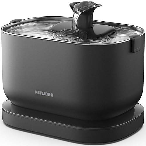 PETLIBRO Cordless Cat Water Fountain - 2.5L Battery Operated, Stainless Steel Tray, Easy to Clean, BPA-Free, Black