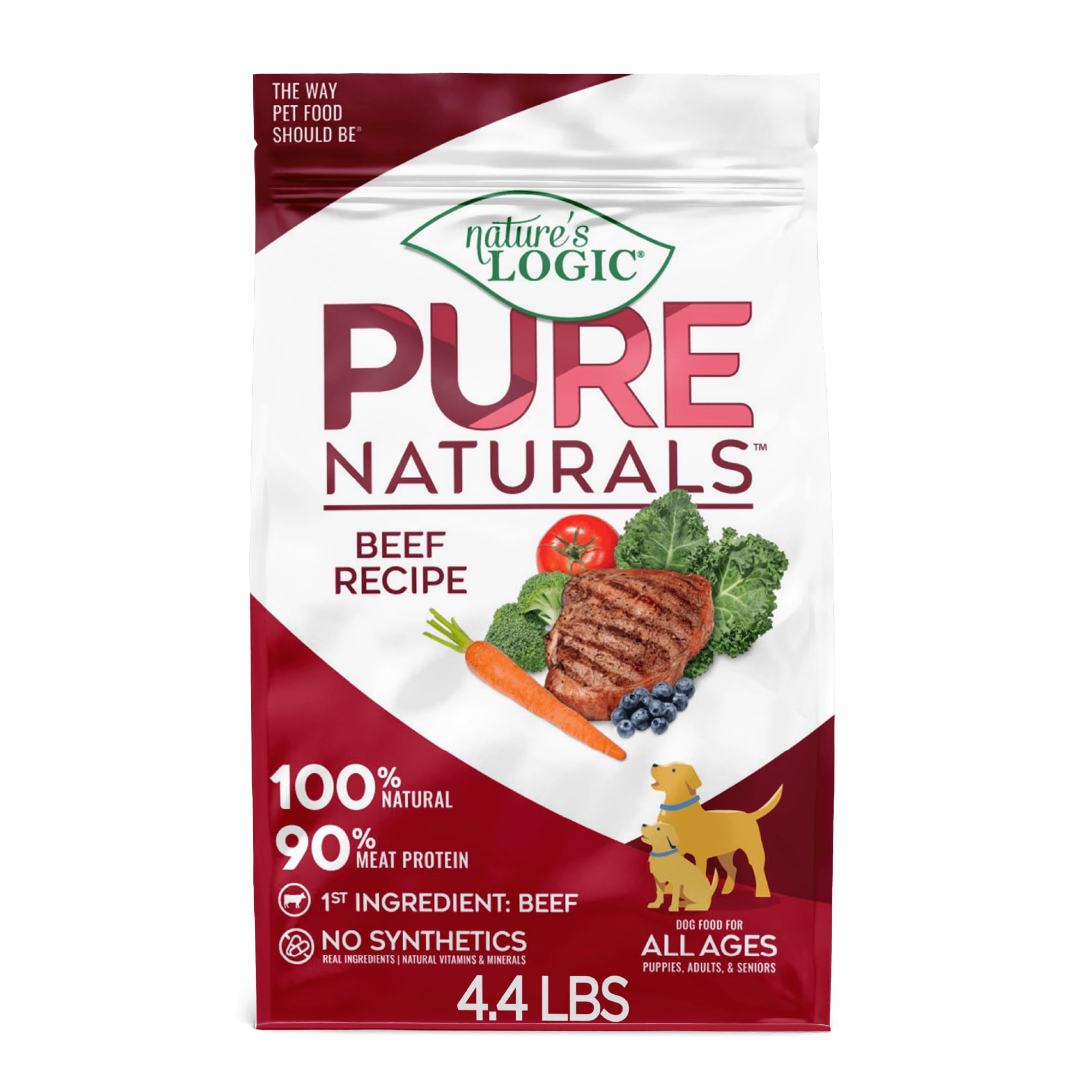 Natures Logic Pure Naturals 100% Natural Beef Recipe Synthetic-Free Dry Dog Food, 4.4 lbs