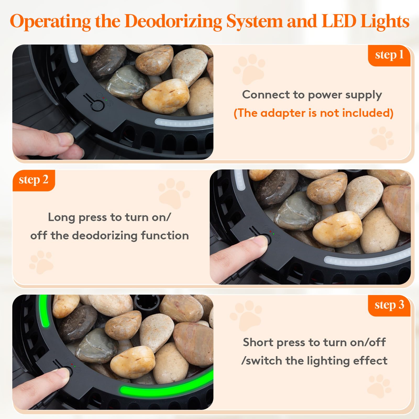 Lifewit Plant Cat Litter Box with Odor Removal System, Hidden Enclosure Litter Tray with LED Light & Scoop in Living Room, Bedro