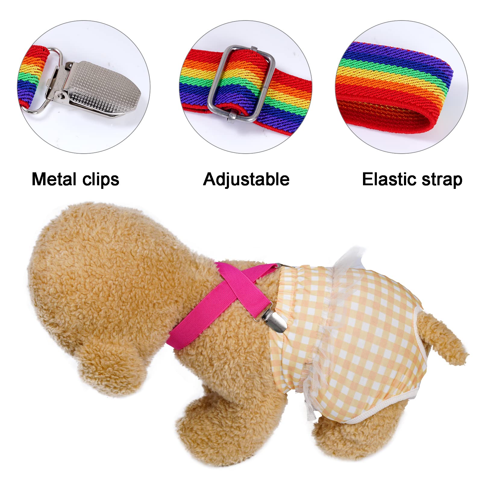 5Pcs Dog Suspenders Dog Diapers Suspenders Dog Suspenders For Diapers Female Male Adjustable Dog Diapers Suspenders Dog Pet Diapers Keeper For Dog Diapers Pet Clothes Small Medium Large Dogs (Mixed)