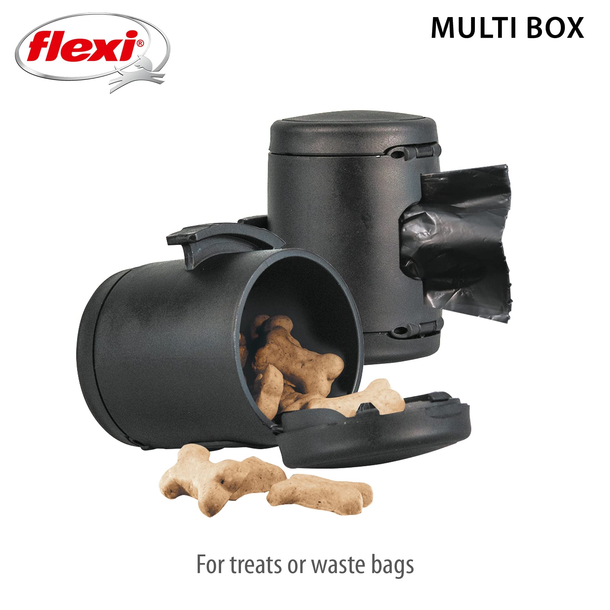 Flexi Multi Box – Add On Retractable Leashes, Poop Bag Dispenser, Dog Treat Holder For Training, Multipurpose Box, Black