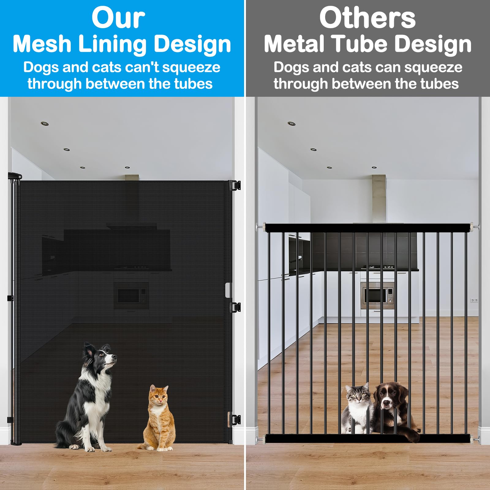 72 Inch Extra Tall Retractable Dog Gate 55 Inch Wide Extra Tall Retractable Baby Gates for Doorways 6 Foot High Baby Gate for Ca