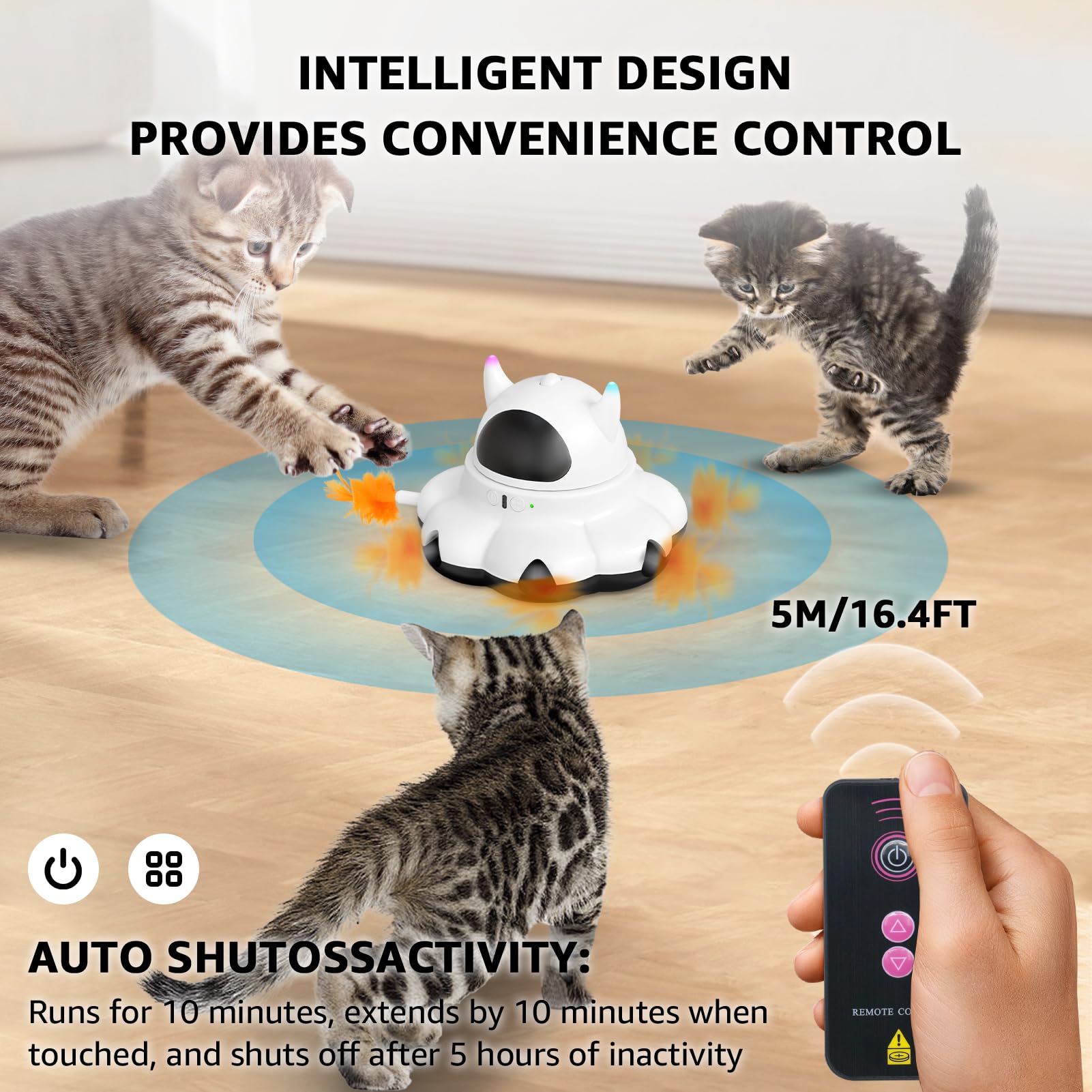 Mikk Cat Laser Toy Cat Feather Toys 2-In-1 Interactive For Indoor Cats Automatic With Remote Control Moving Ambush Usb-C Recharg