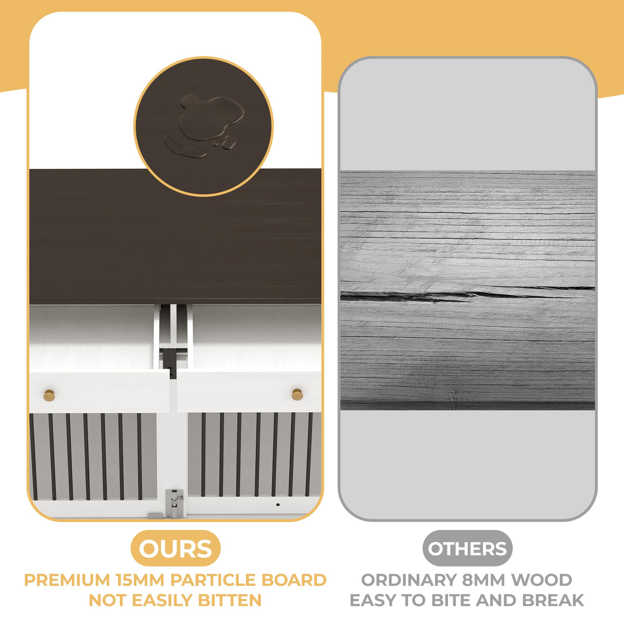 47 Dog Furniture Crate, Large Furniture Style Dog Crate w/ 2 Storage Draws & Removable Divider & Triple Door Design for Large/Me