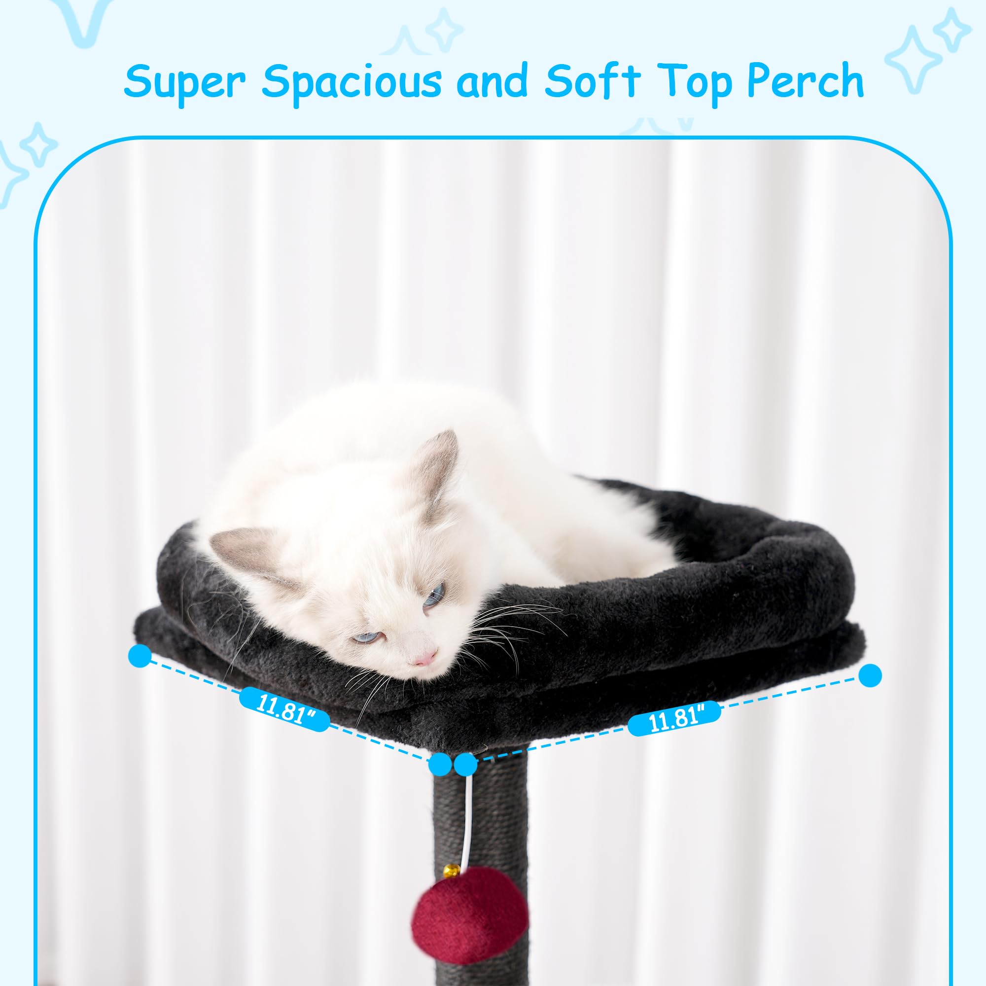 Hey-Brother Gothic Cat Tree, 42.5-Inches Cat Tower For Indoor Cats, Plush Multi-Level Kitten Cat Condo With Scratching Post,Ramp