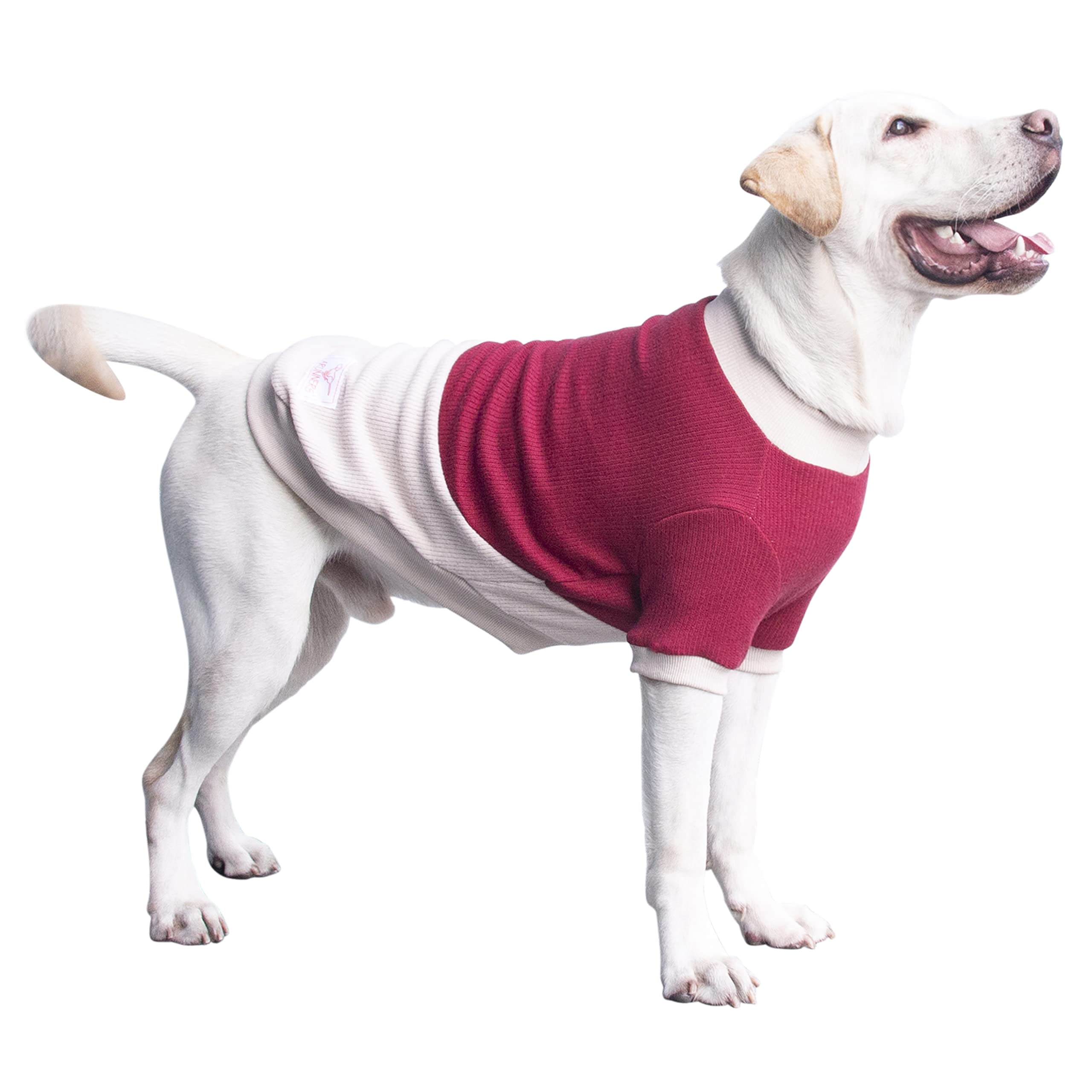 Arunners Extra Large Dog Sweaters Warm Clothes Pullover Sweatshirts For Labrador Rottweiler Great Dane, Dark Red Beige, 3X-Large