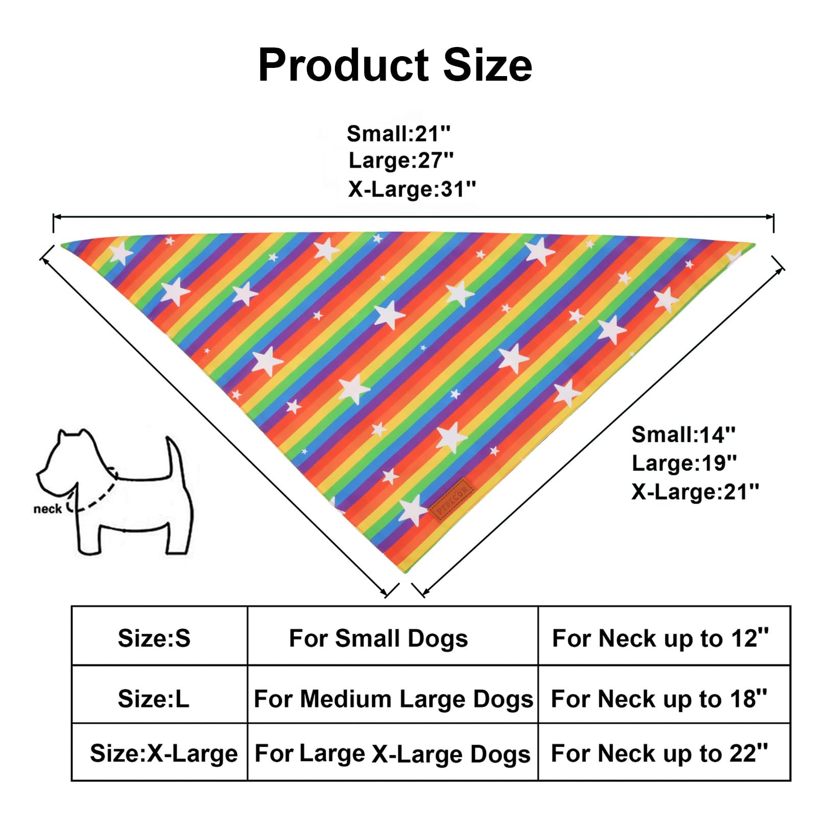 Ptdecor Rainbow Dog Bandanas Pride Day, Multi Size,Love Is Love    Pet Scarf Reversible Triangle Lgbt+ Rainbow Bandanas For Smal