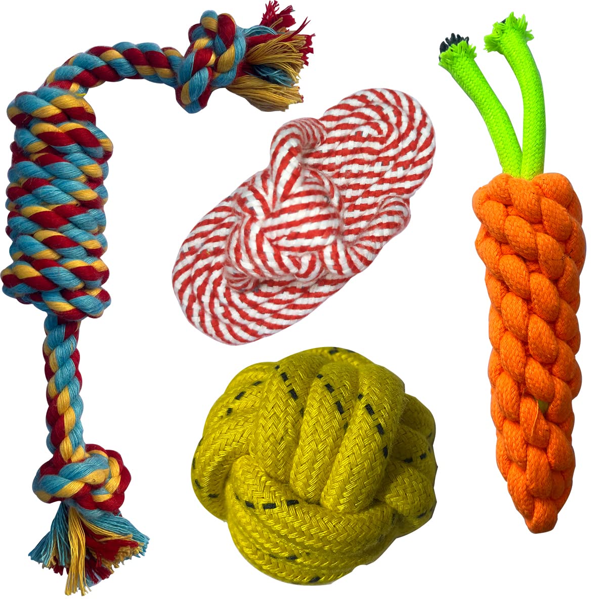 Waggy Tails Dog Bite Toy + Dog Toys + Dog Chew Toys + Puppy Teething Toys + Rope Toys For Small To Medium Dogs + Dog Toy Pack  