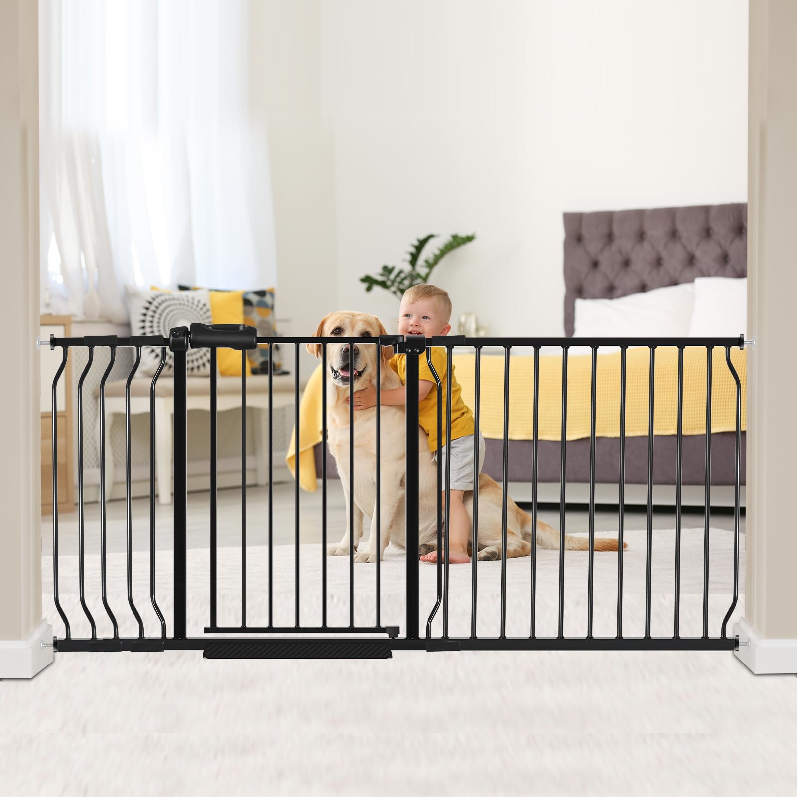 HOOEN 30 Tall Extra Wide Baby Gates 67 to 71.5 Inch Large Long Pressure Mounted Dog Gate for Doorways Stairs Child Safety Gates 