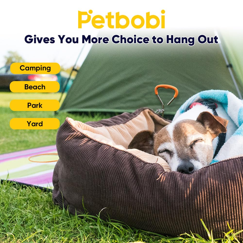 Petbobi Dog Tie-Out Cable And Stake - 20Ft Heavy Duty Cable With Spring, No Tangle, 16In Ground Stake, Ideal For Yard, Camping A