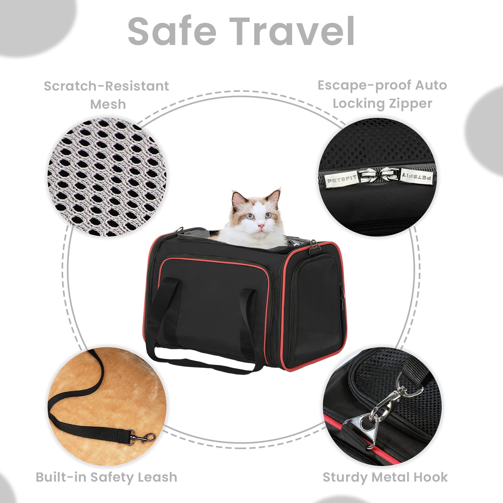 Petsfit Expandable Cat Carrier Large For 2 Cats, Soft-Sided Pet Carrier, 19X12X12 Inches, 2 Extensions For Adding Comfort, Fit F