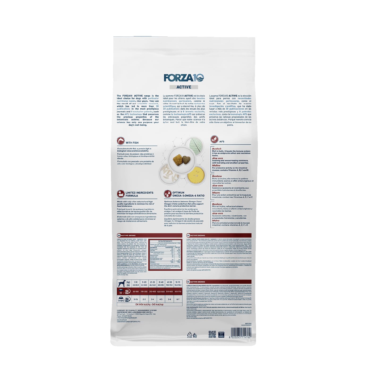 Forza10 Dermo Allergy Dry Dog Food - 22 Pounds - Limited Ingredient Dog Food for Allergies and Itching - for Skin Support, Derma