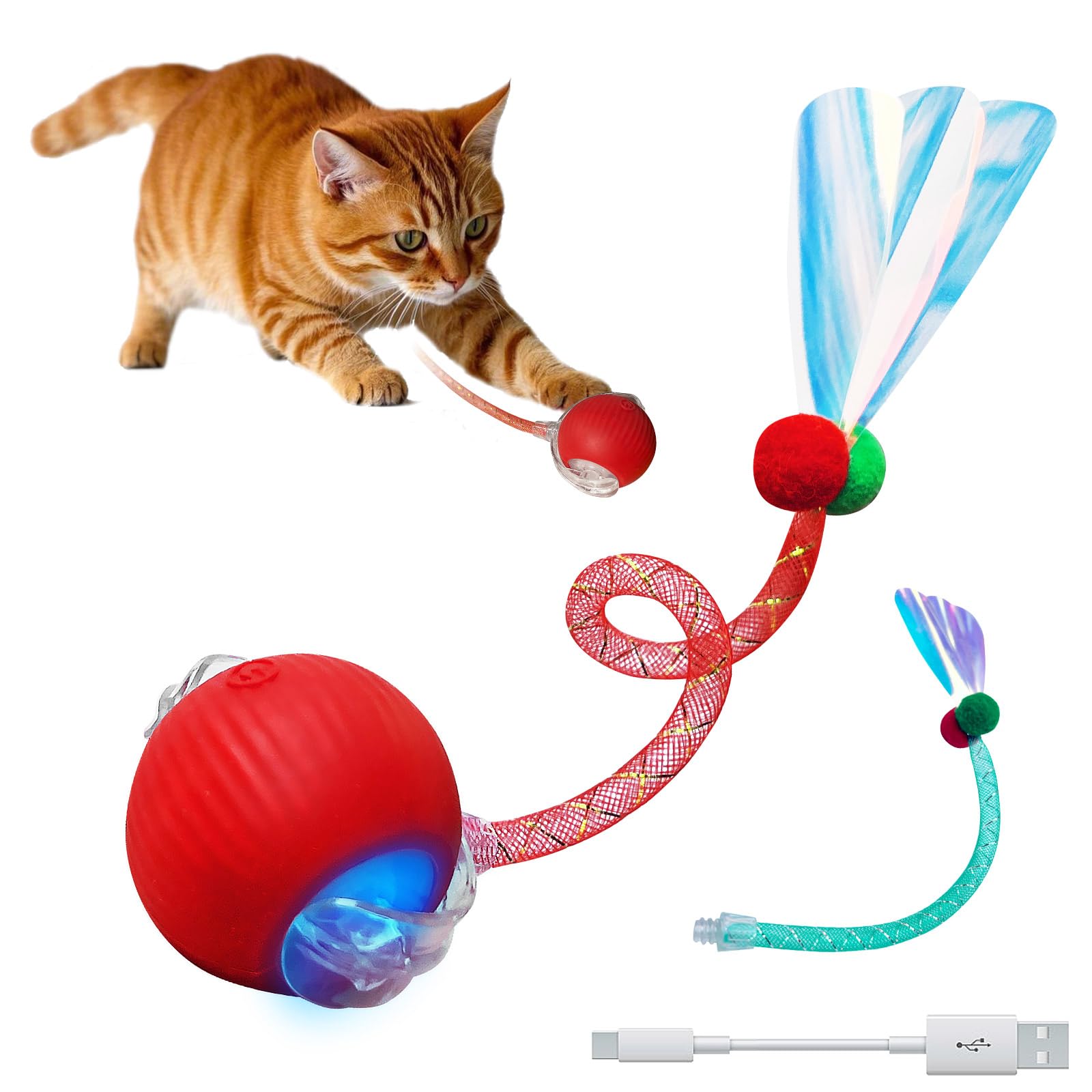Goocare Speedy Tail Ball Toy 3.0 With 3 Play Modes, Bonus Tail, Safe Silicone Surface, Powerful Motor Moving Ball, Interactive A
