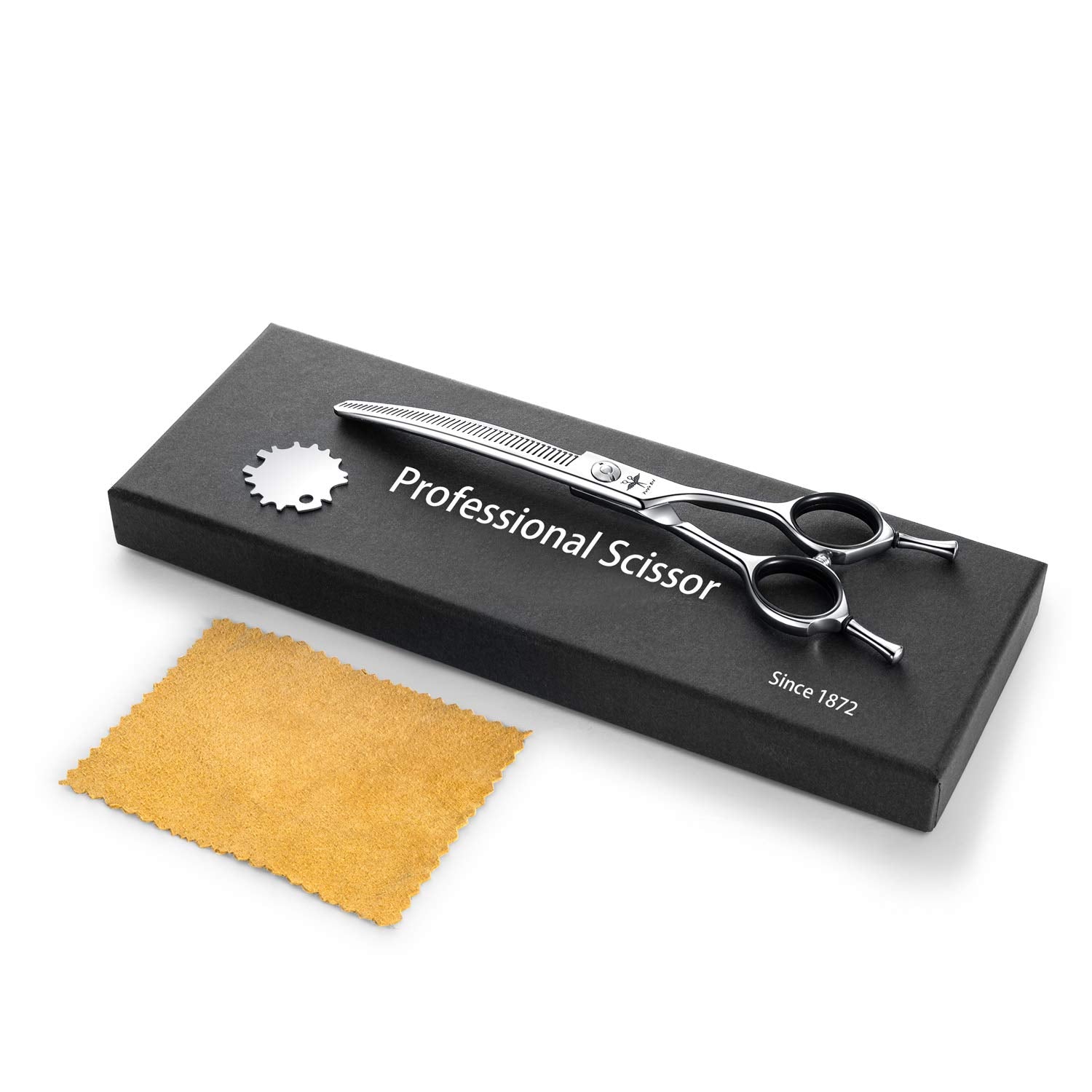 6.5 Inch Downward Curved Dog Grooming Scissors Pet Thinning Texturizing Shears Professional Safety Blunt Tip Trimming Shearing For Dogs Cats Face Paws Limbs Japanese Stainless Steel Silver