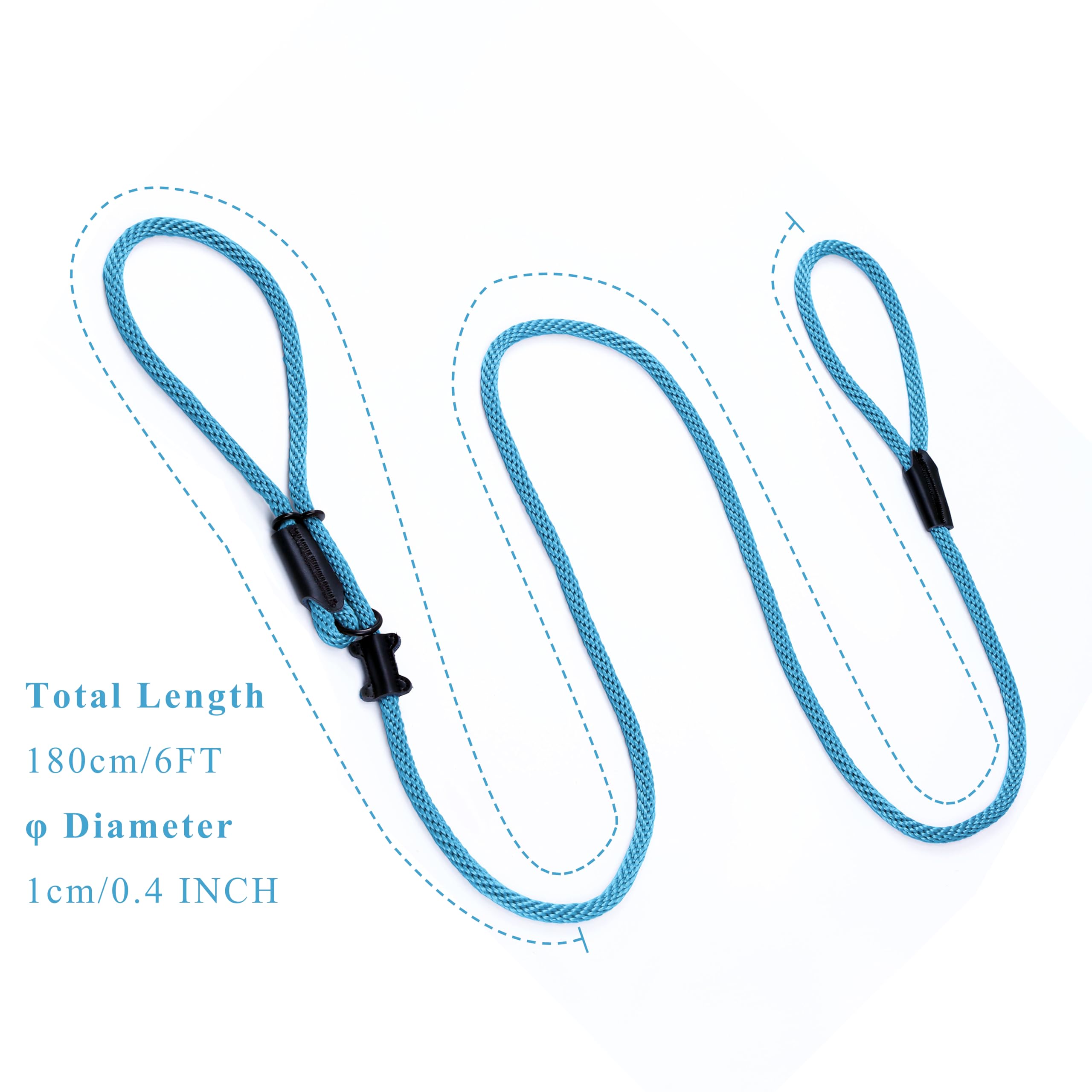 Multifunctional Figure 8 Padded Head Halter Walking Training Leather Stopper Slip Lead Dog Rope Leash (Light Blue)