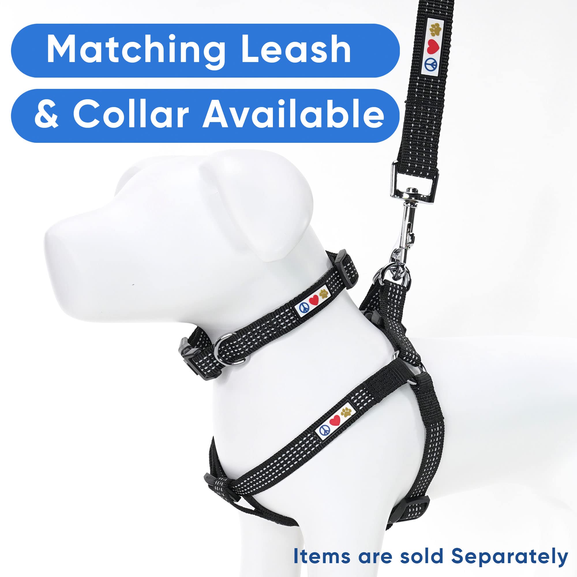 Pawtitas Dog Harness - Medium Sized, Black, Step-In, Adjustable, Reflective Vest For Senior Dogs And Puppies - S