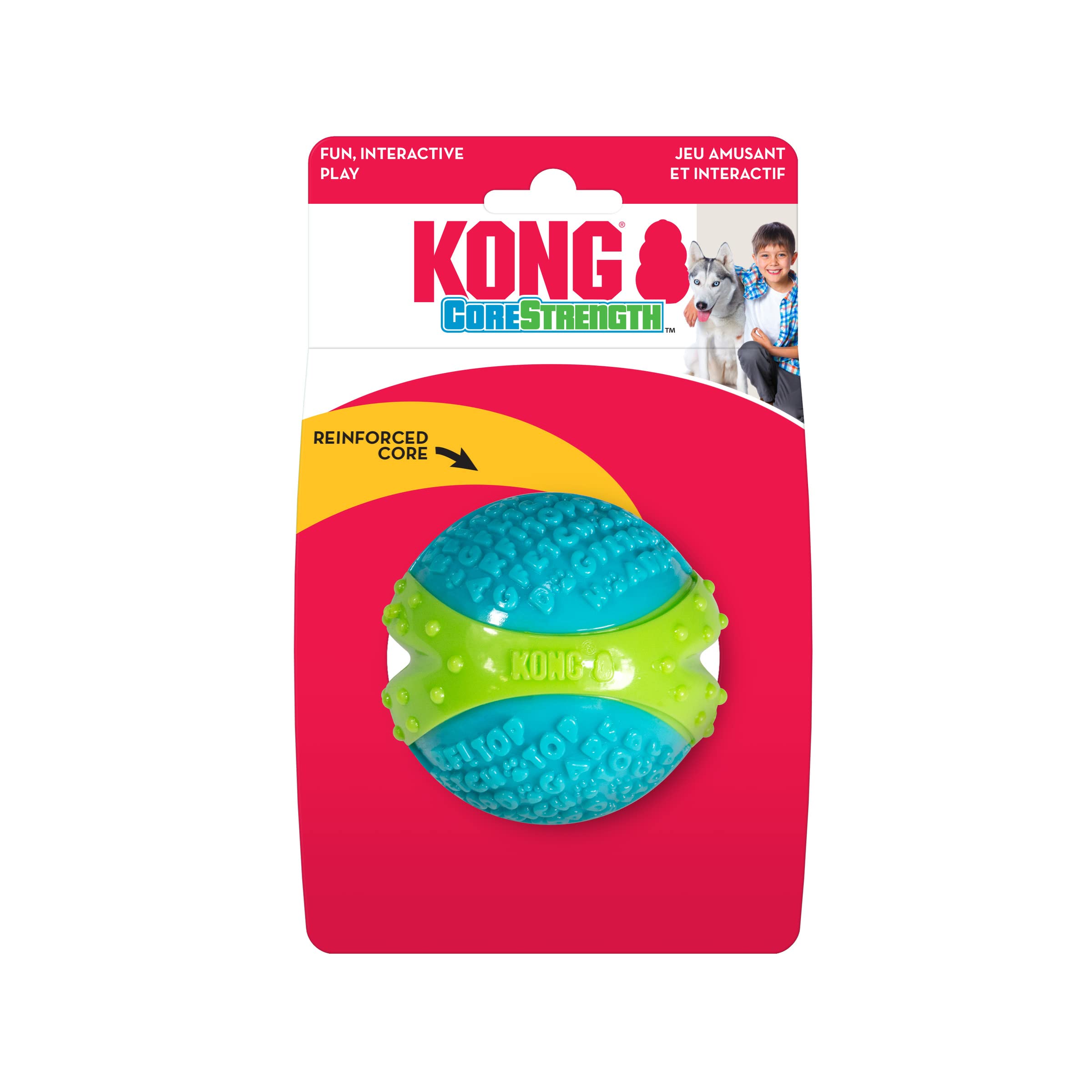 Kong Corestrength Ball - Dog Dental Chew Toy - Durable, Multi-Layered Dog Toy For Enrichment Play & Dental Care - With Textured Body For Teeth Cleaning - For Large Dogs