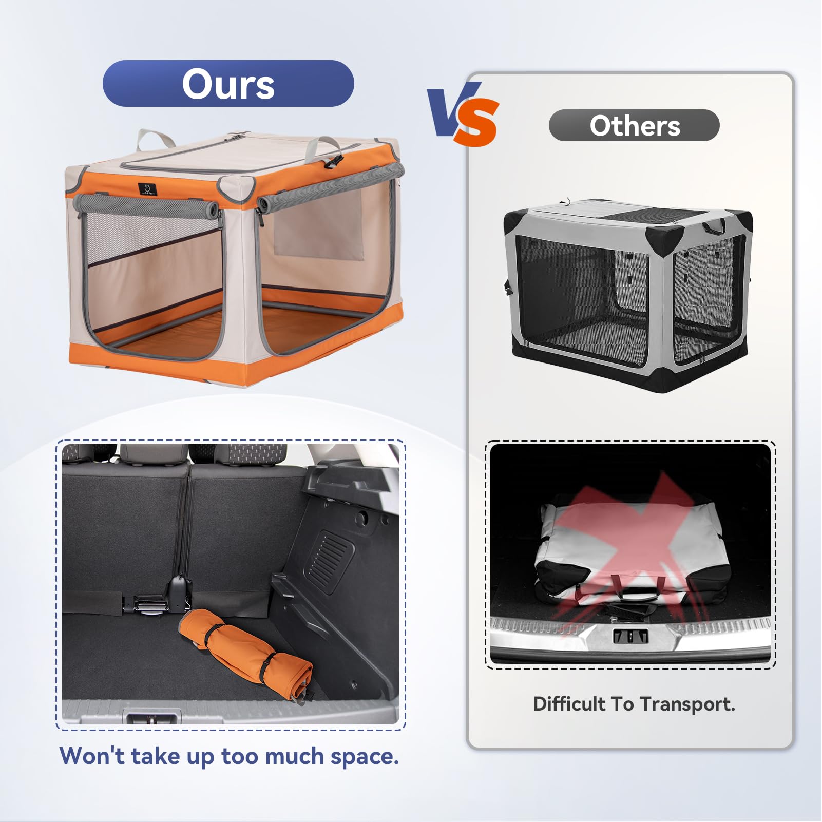 A4Pet Portable Dog Crate, Soft Dog Crate - 40 Inch Adjustable Stainless Steel Frame, Lightweight, Durable And Collapsible Crate